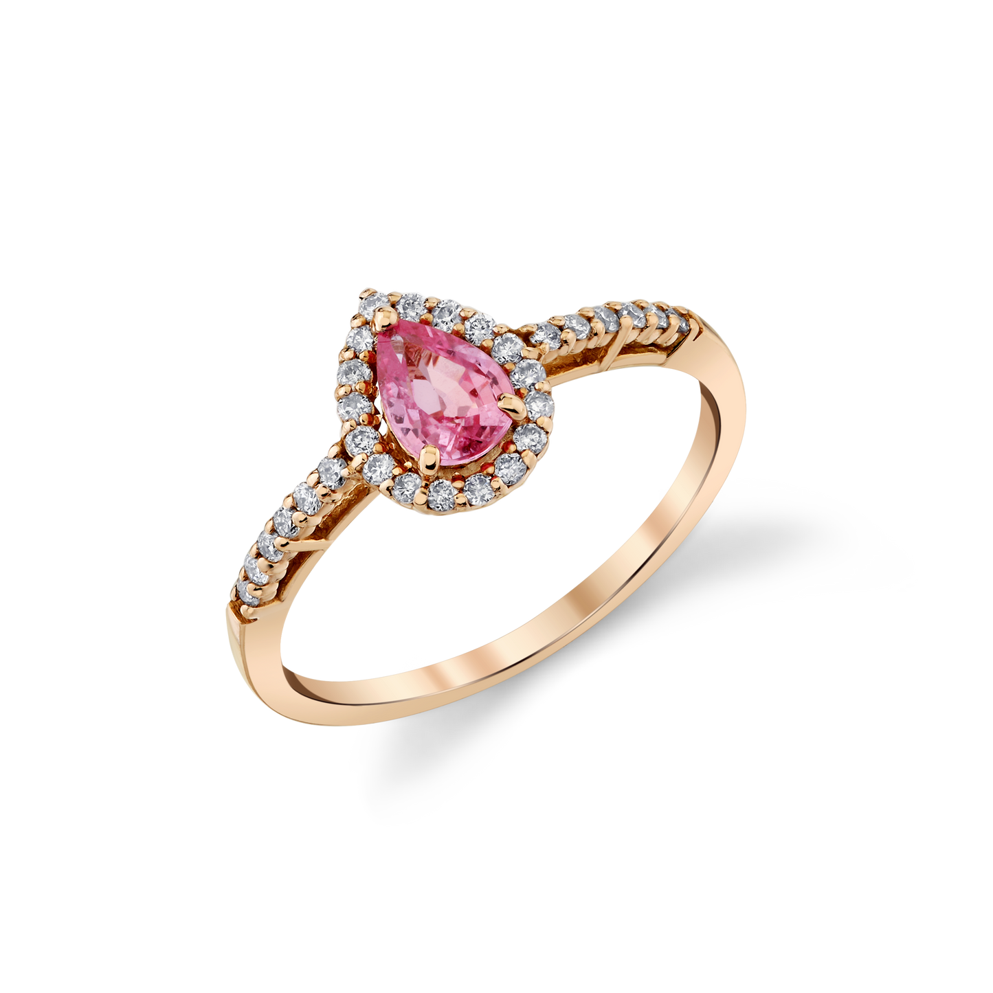 Pink Sapphire Pear Shape Halo Ring