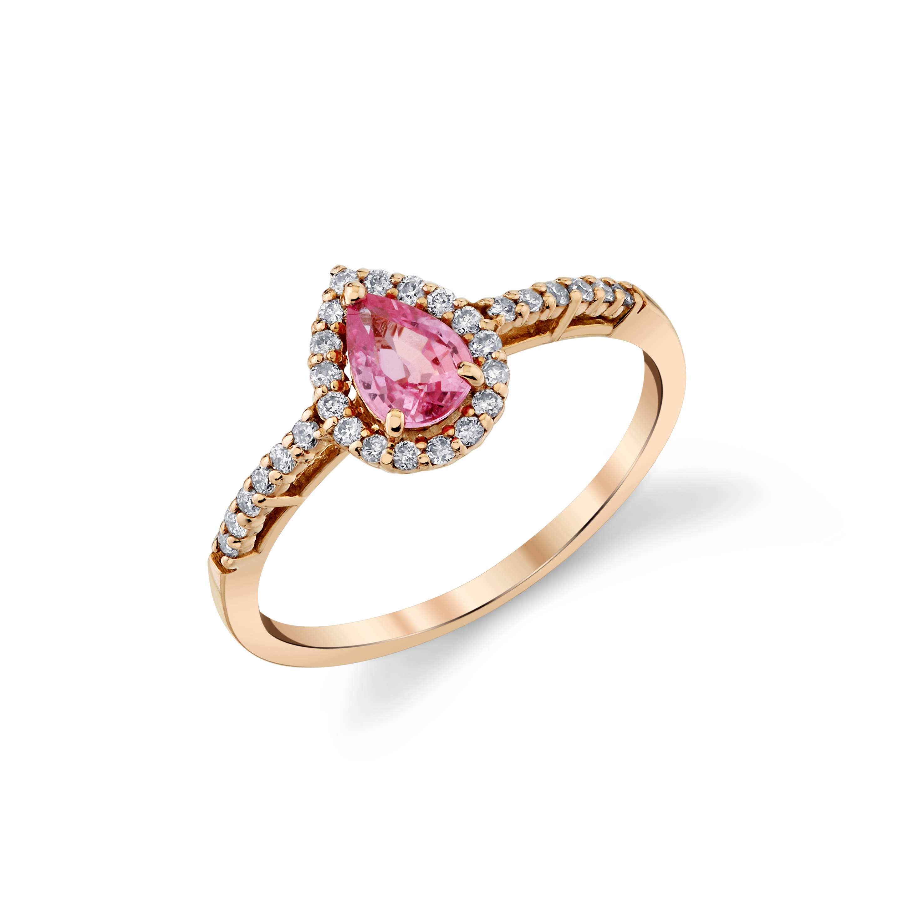 Pink Sapphire Pear Shape Halo Ring