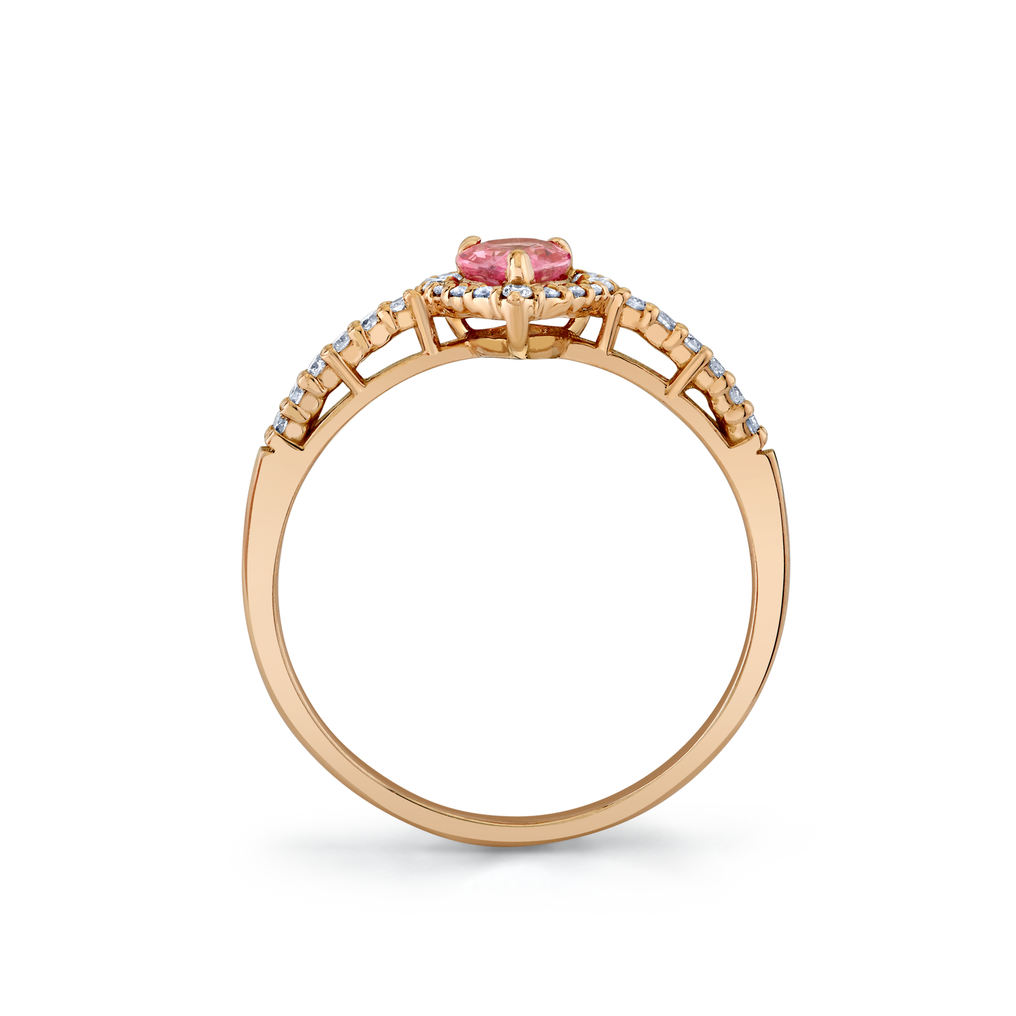 Pink Sapphire Pear Shape Halo Ring