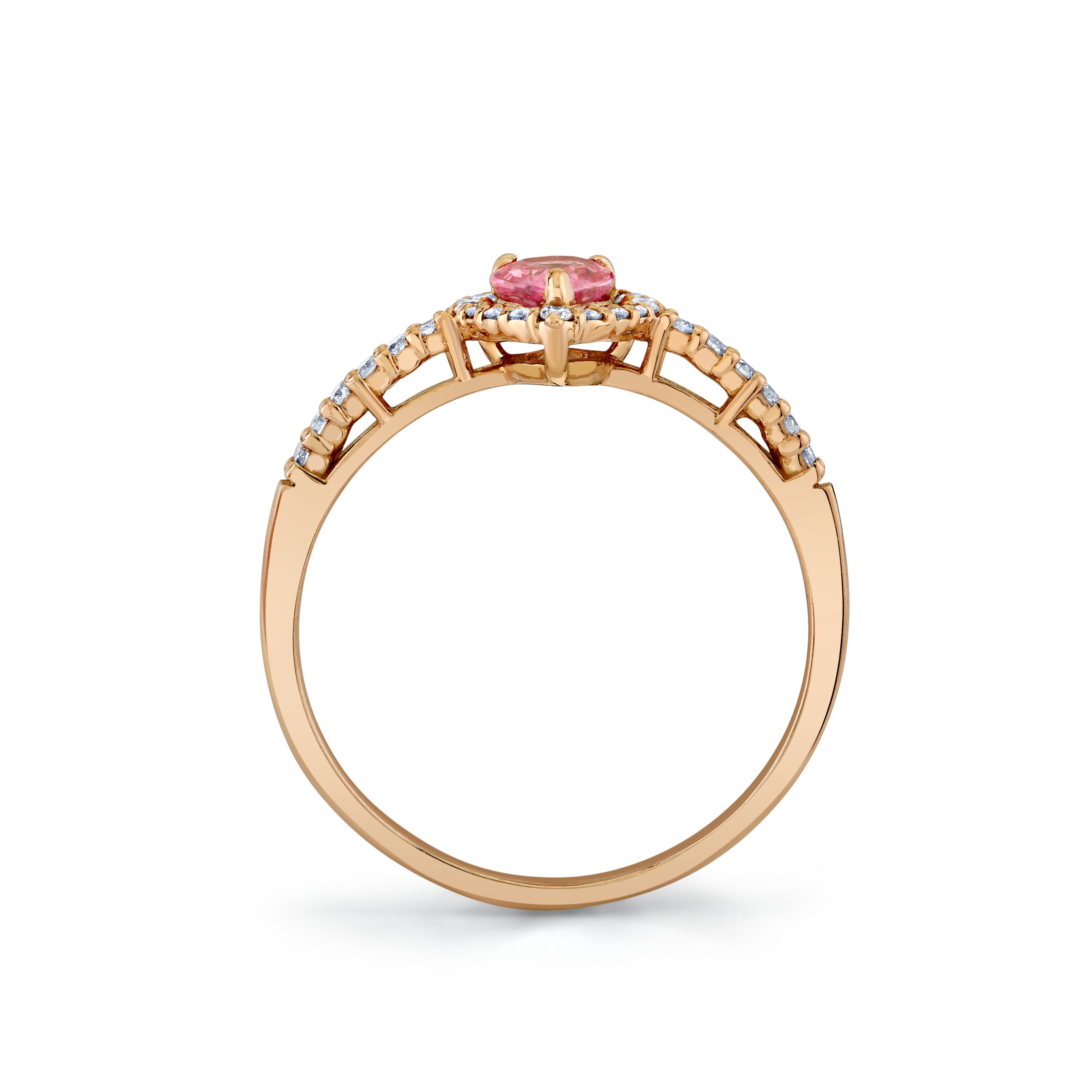 Pink Sapphire Pear Shape Halo Ring