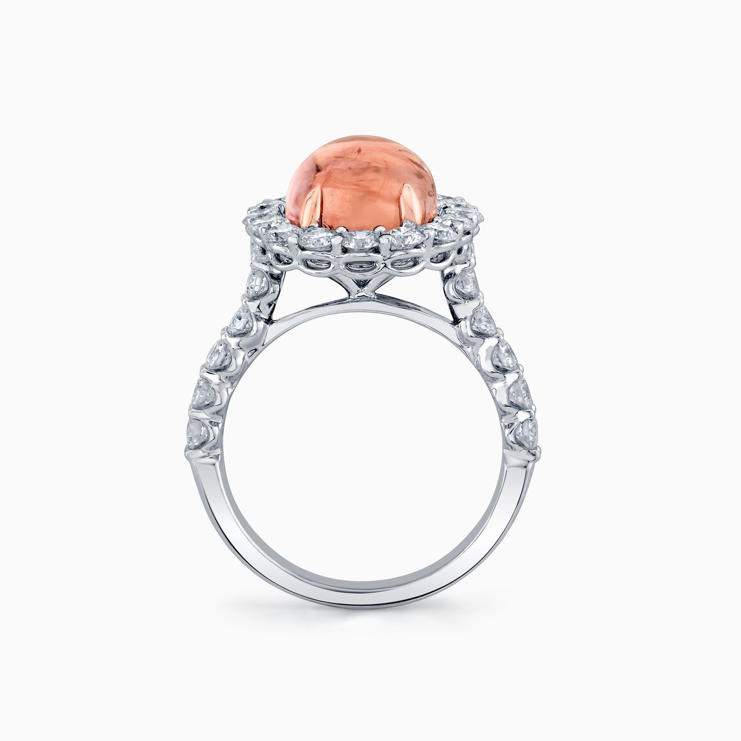 Cabochon Pink Tourmaline & Diamond Ring