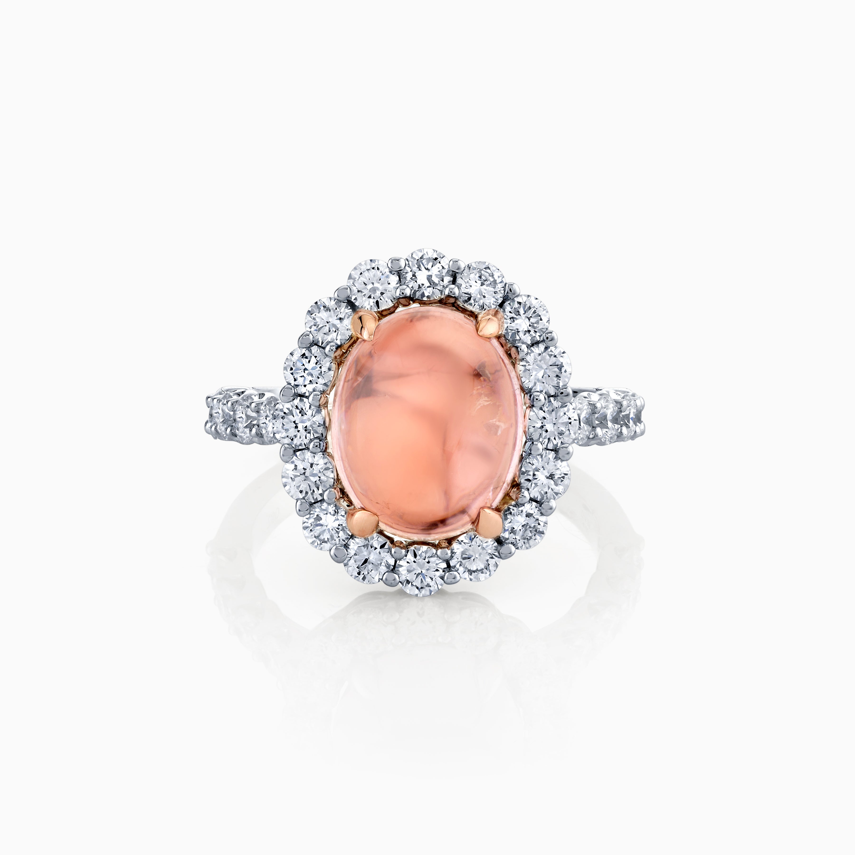 Cabochon Pink Tourmaline & Diamond Ring