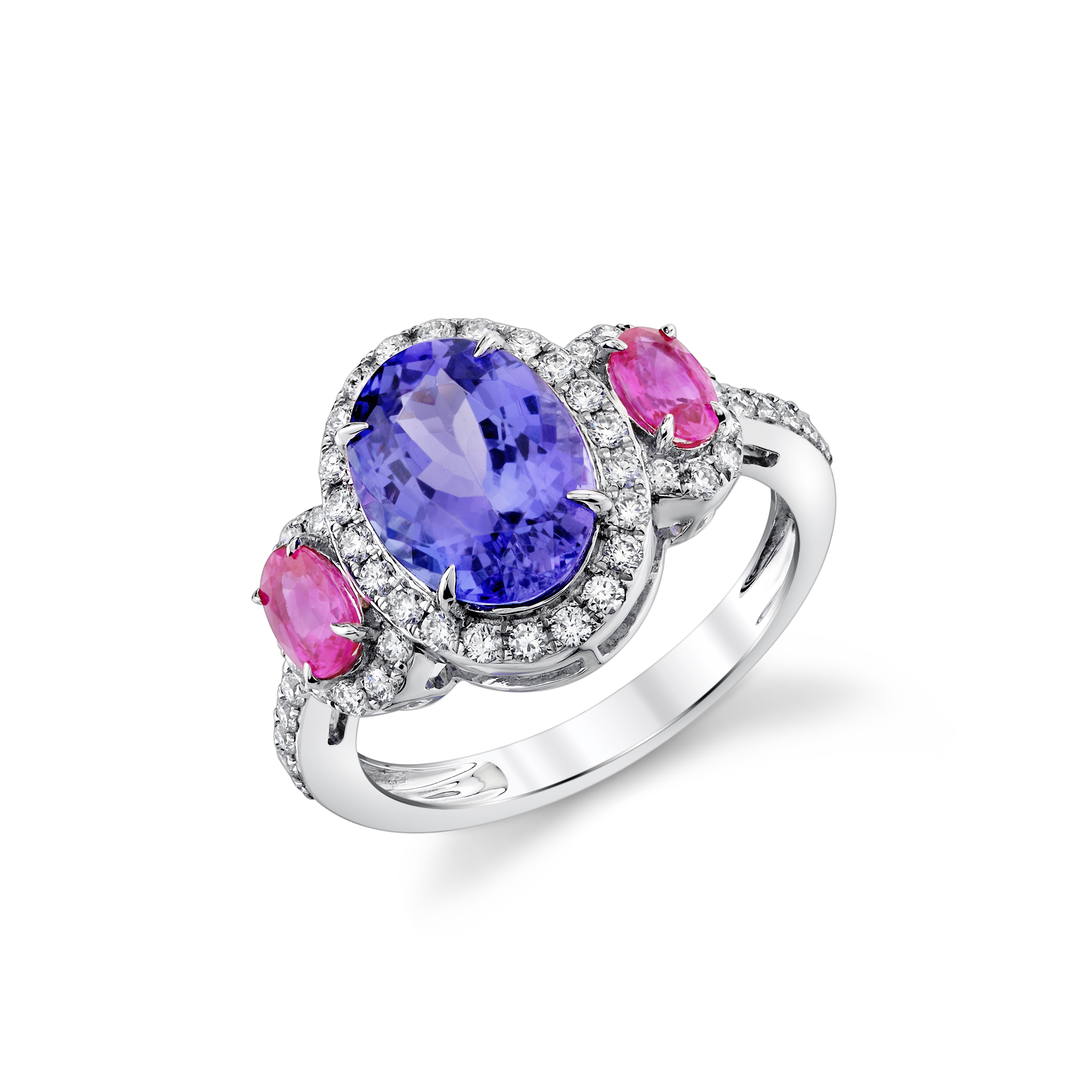 Tanzanite & Pink Sapphire Halo Ring