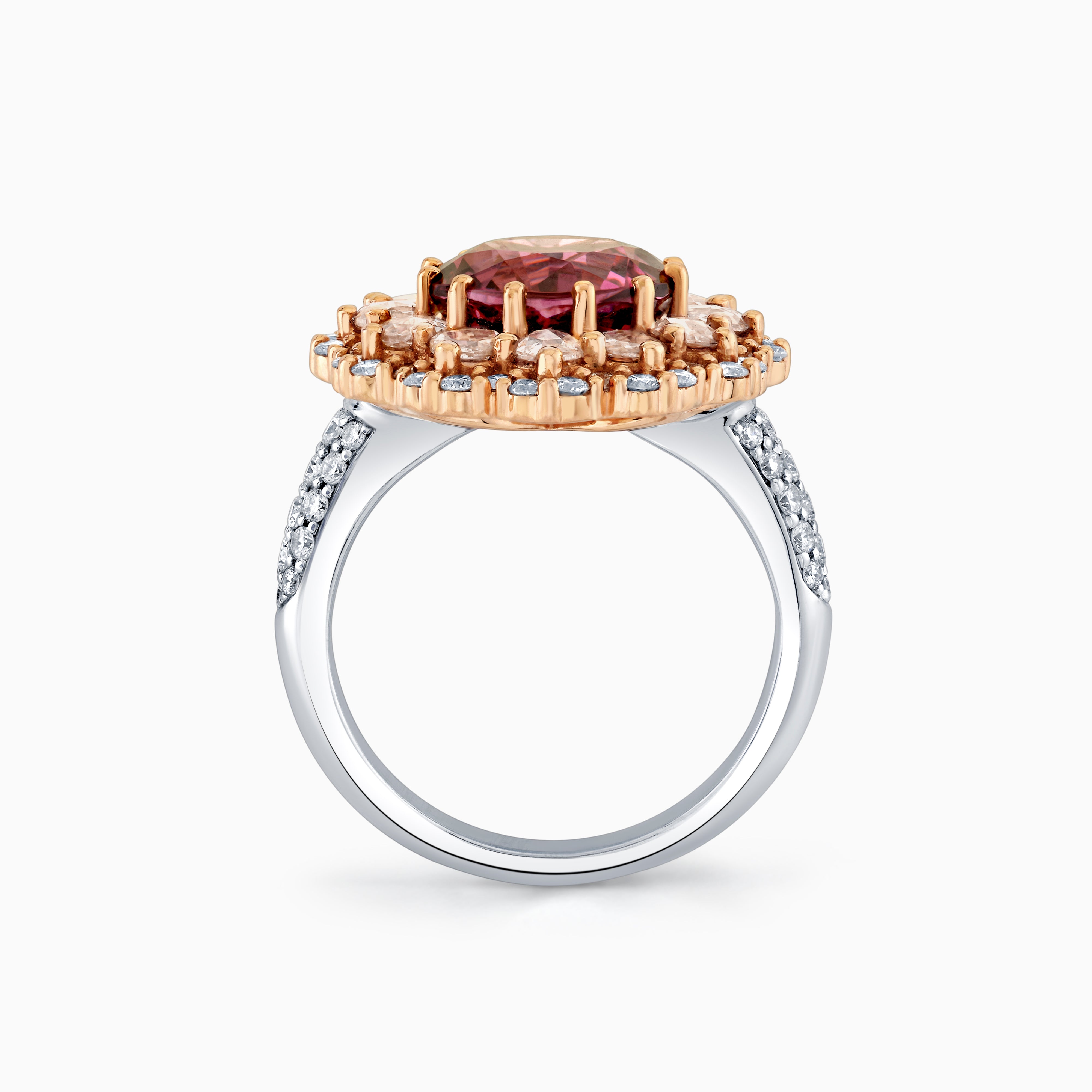 Two Tone Red Spinel And Diamond Ring