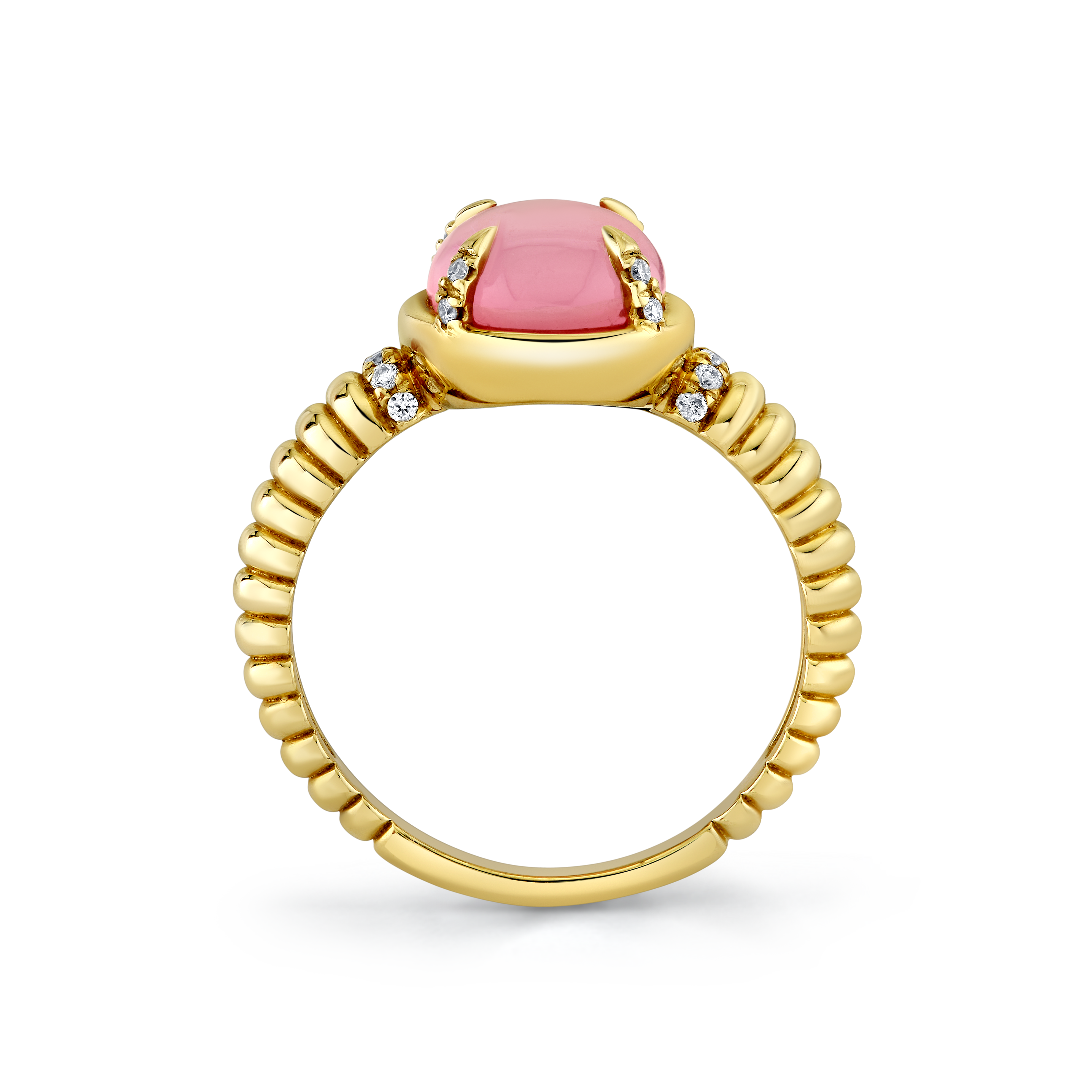 Rose Quartz & Diamond Bezel Ring