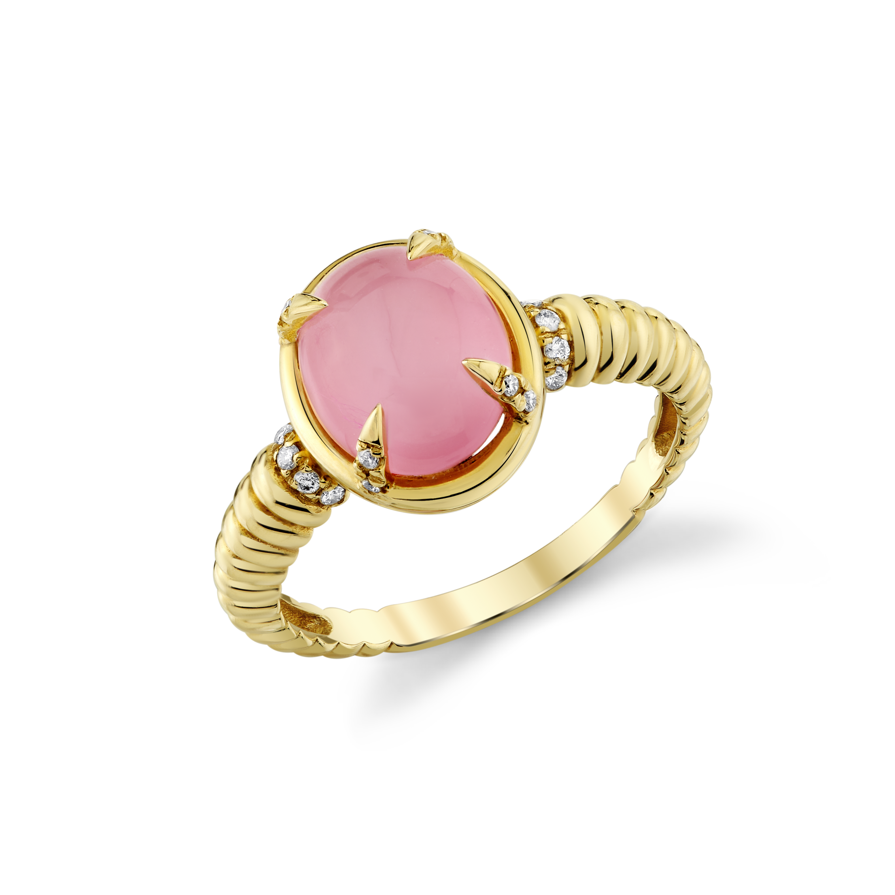 Rose Quartz & Diamond Bezel Ring