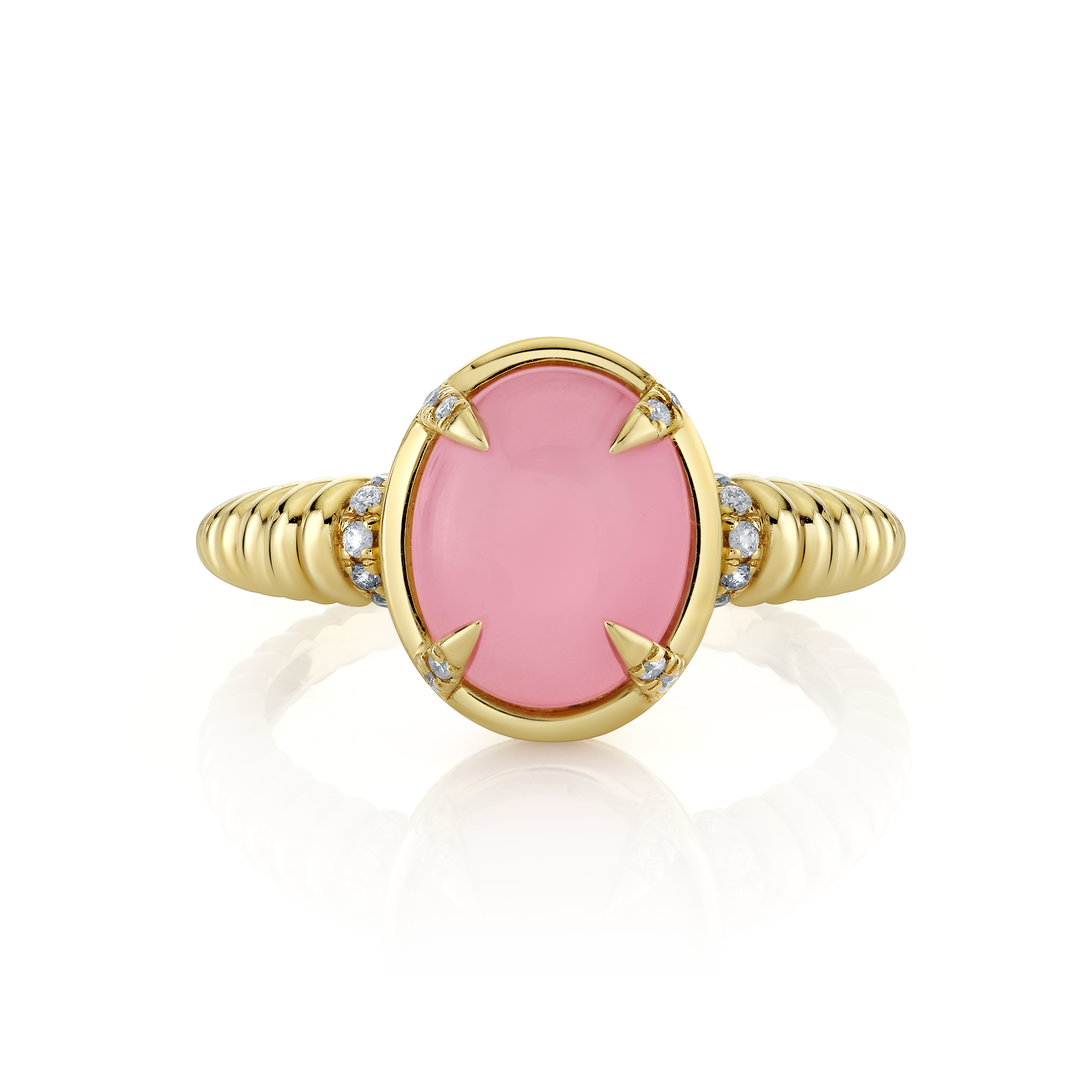 Rose Quartz & Diamond Bezel Ring