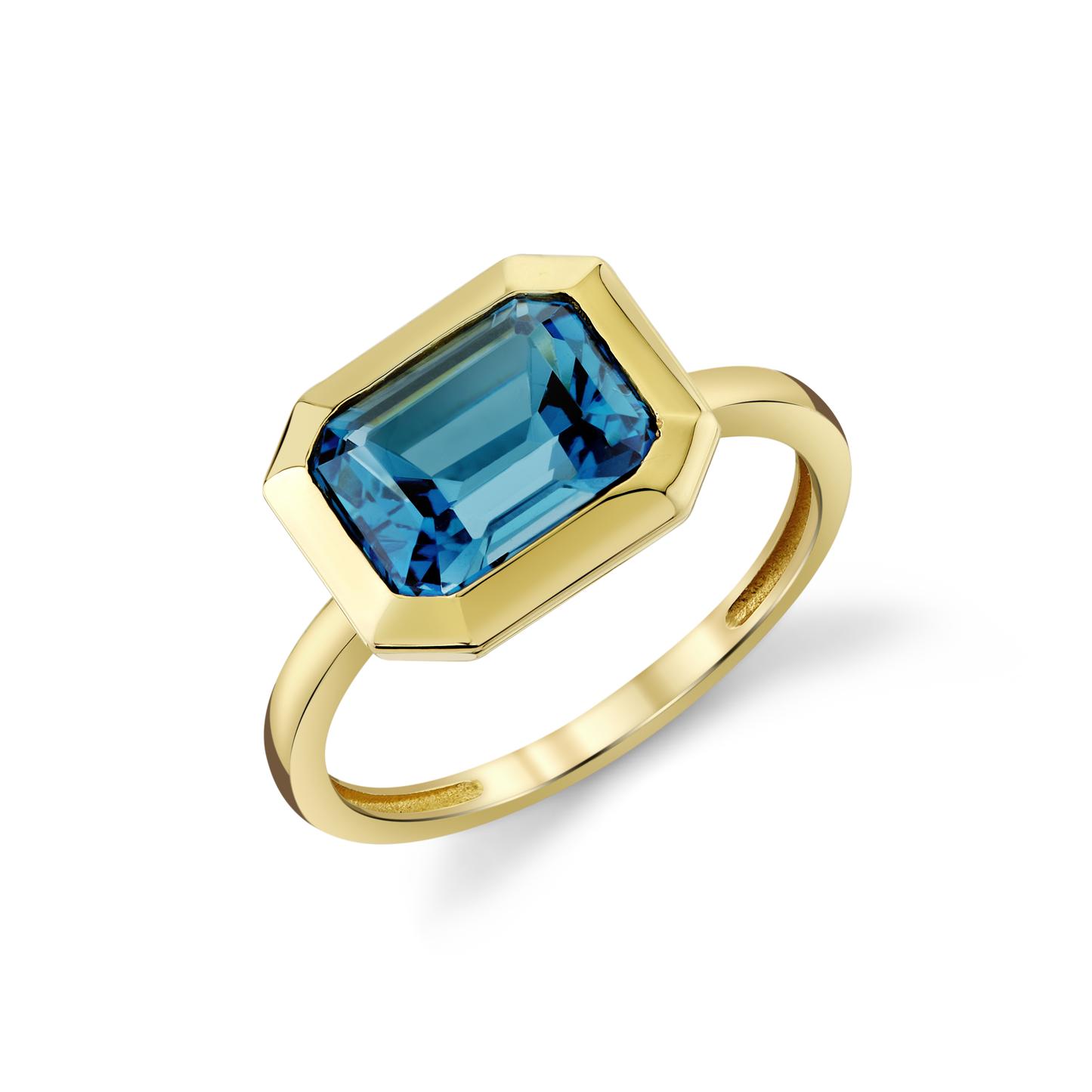 East to West London Blue Topaz Bezel Ring