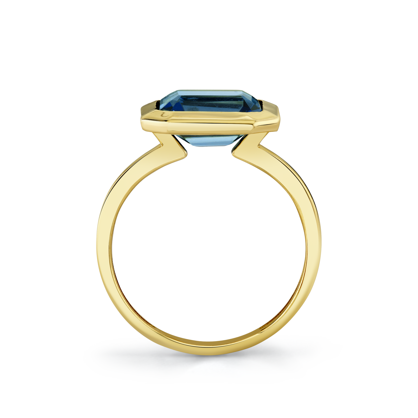 East to West London Blue Topaz Bezel Ring
