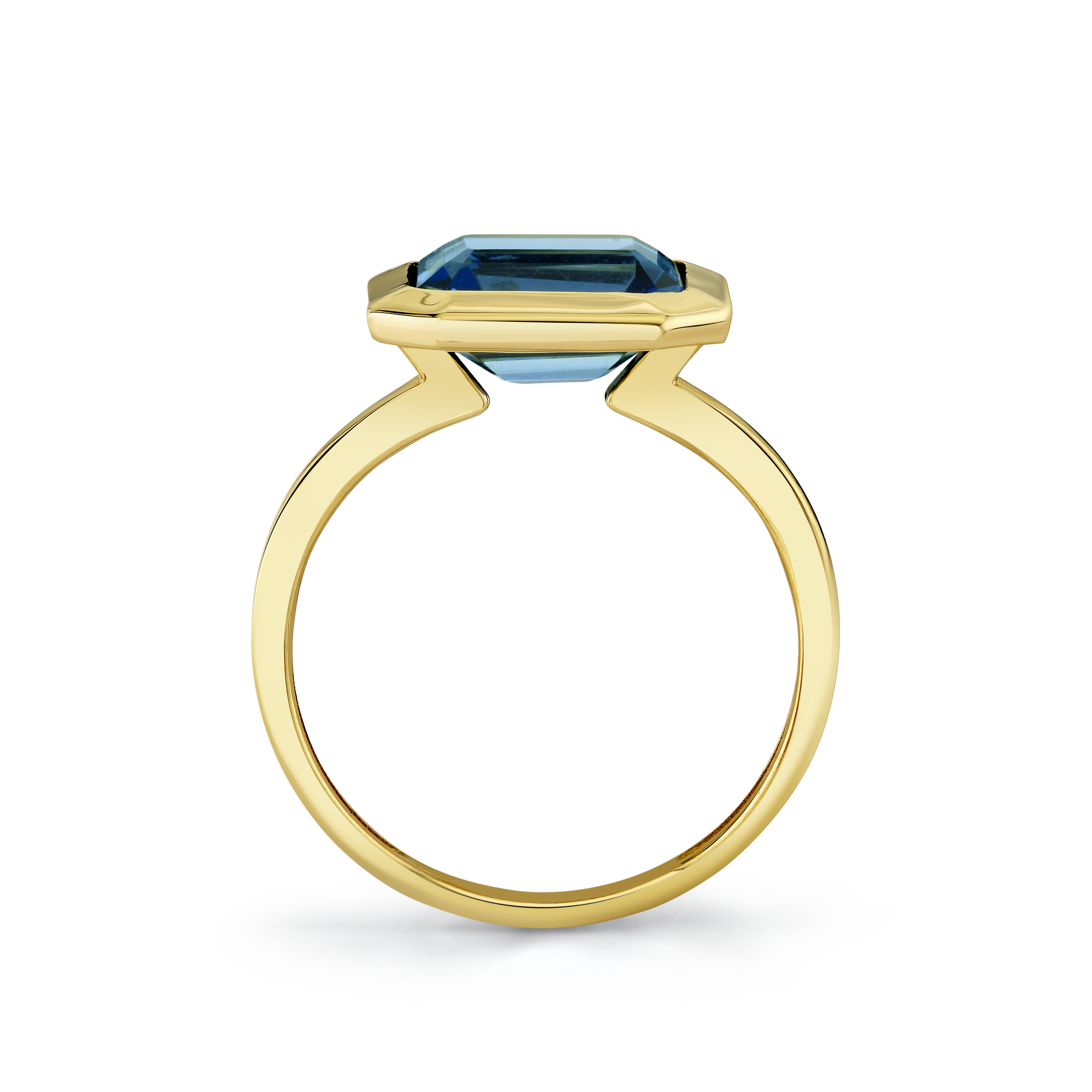 East to West London Blue Topaz Bezel Ring