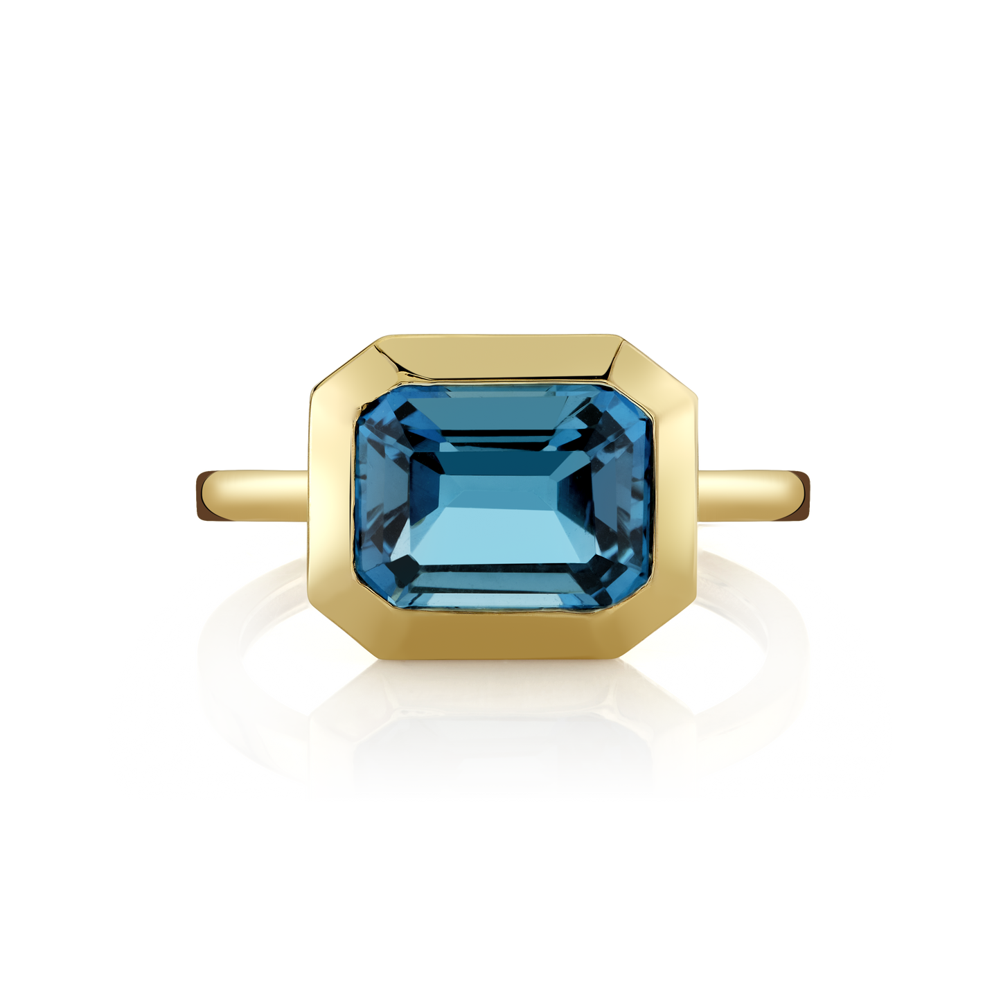 East to West London Blue Topaz Bezel Ring