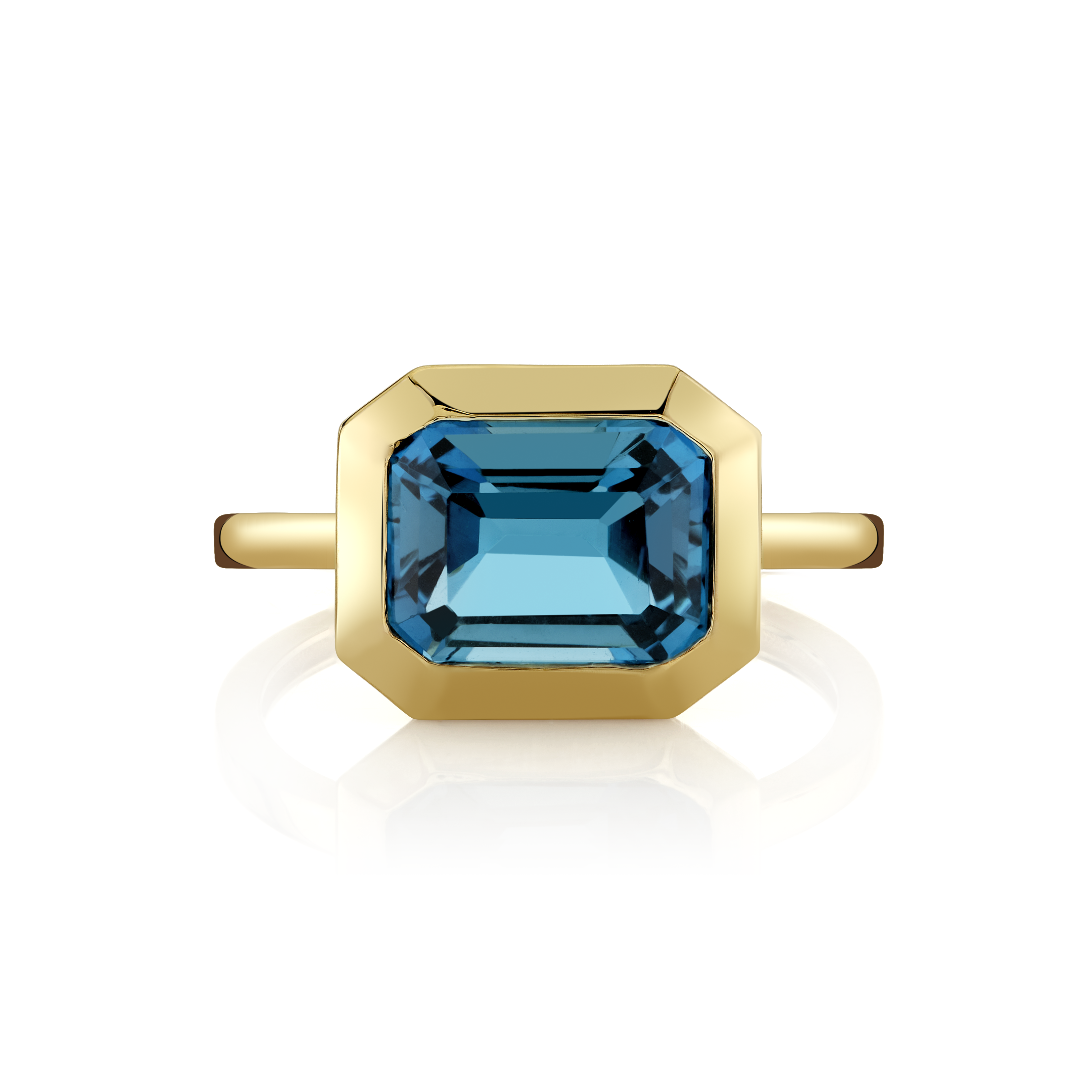 East to West London Blue Topaz Bezel Ring