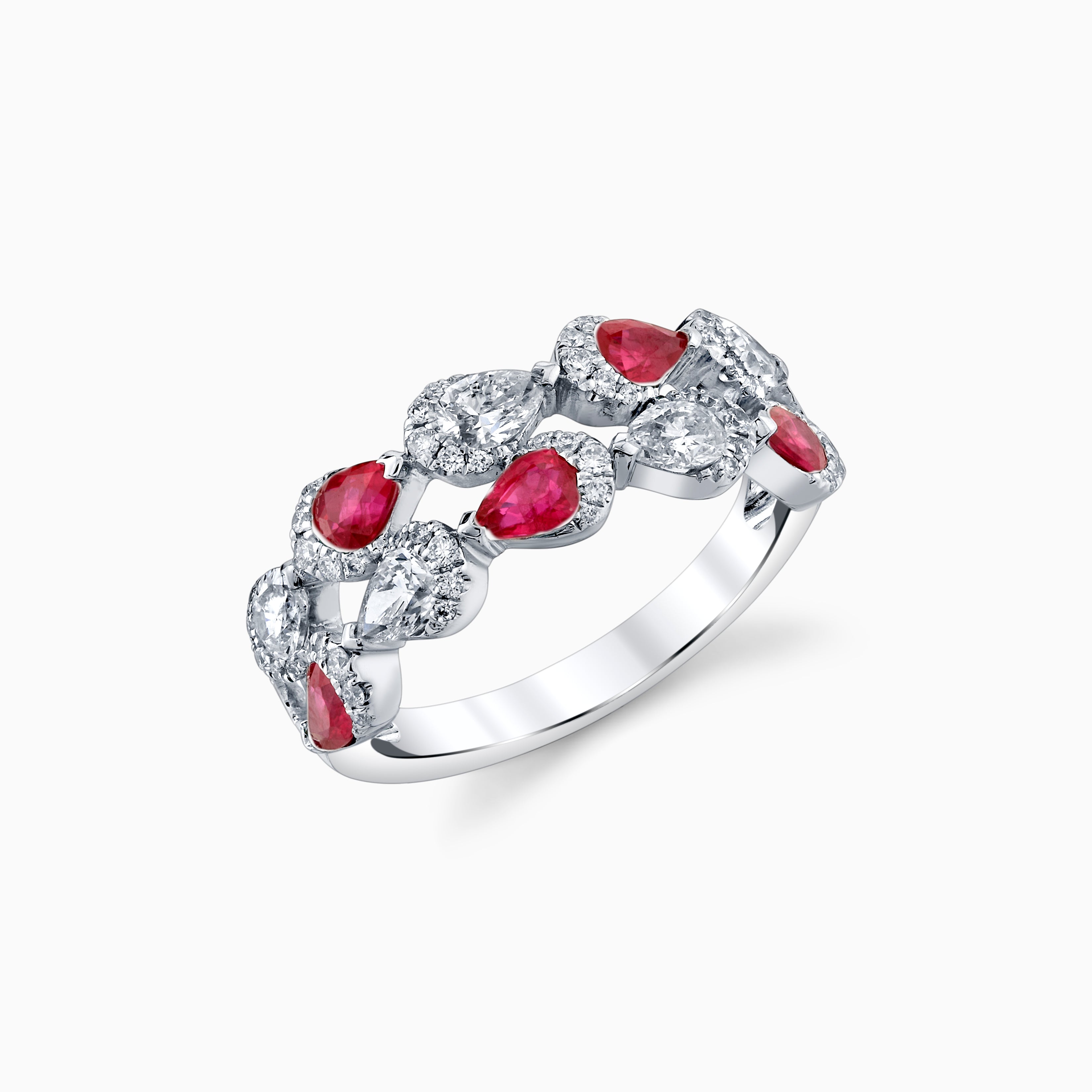 Ruby & Diamond Two Row Ring