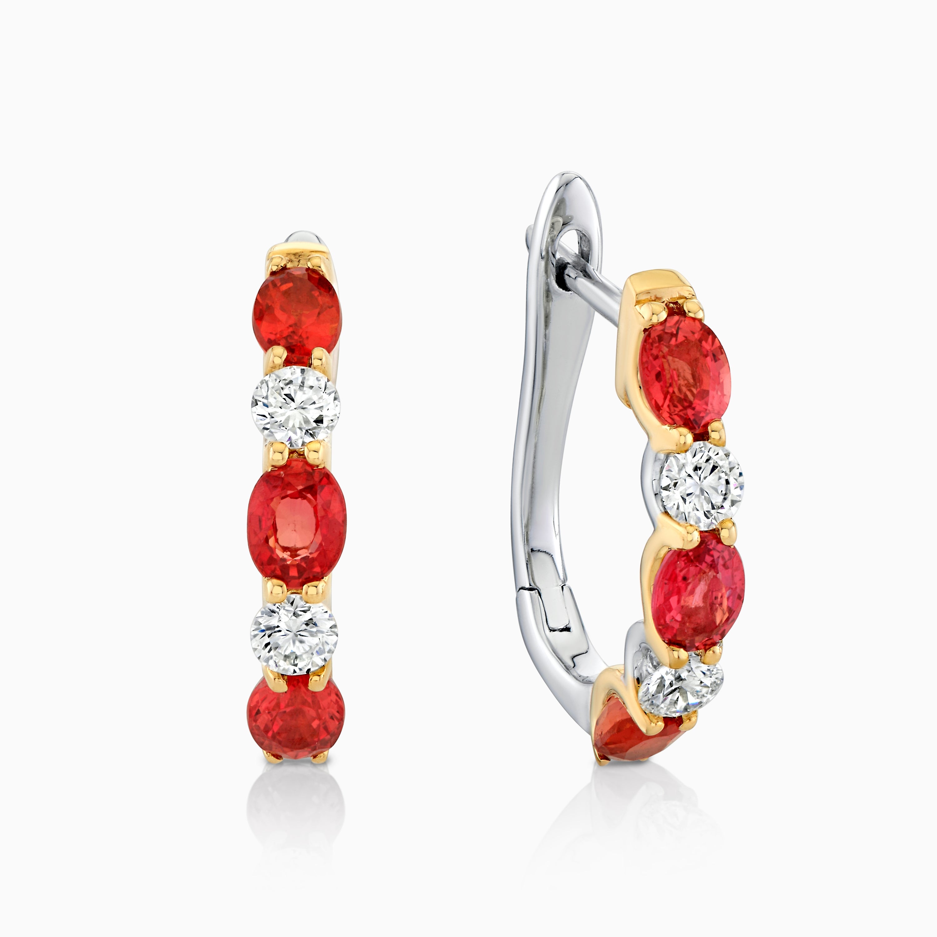 Orange Sapphire & Diamond Hoops
