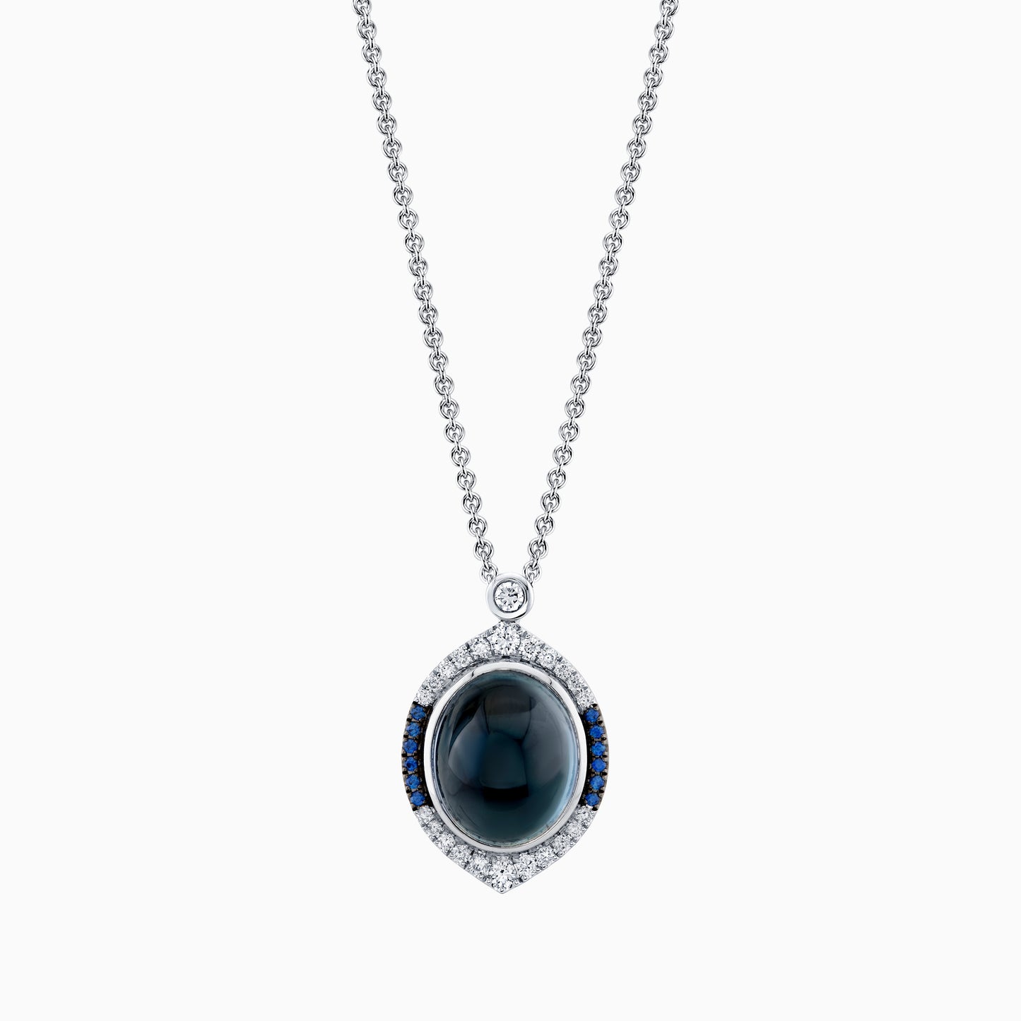 Cabochon London Blue Topaz & Diamond Pendant