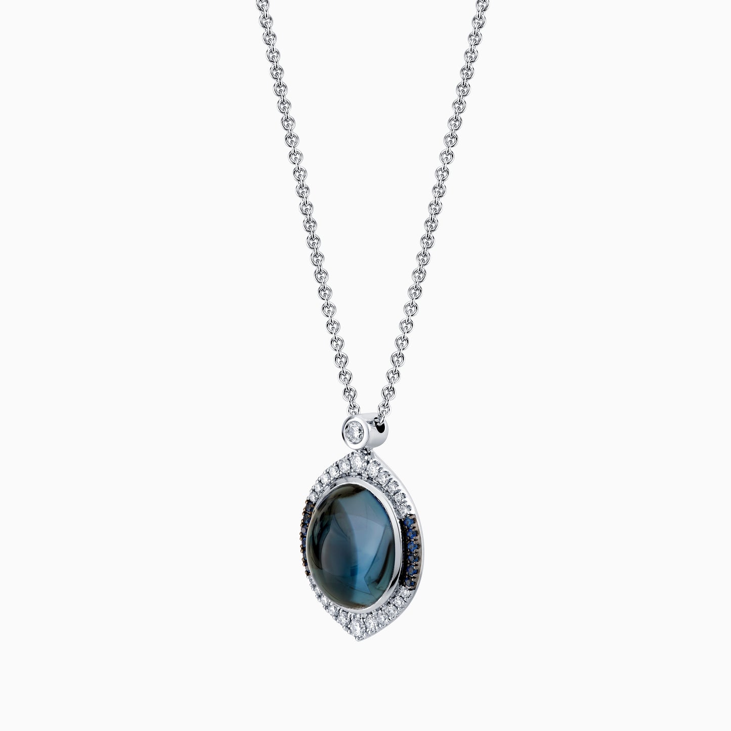 Cabochon London Blue Topaz & Diamond Pendant