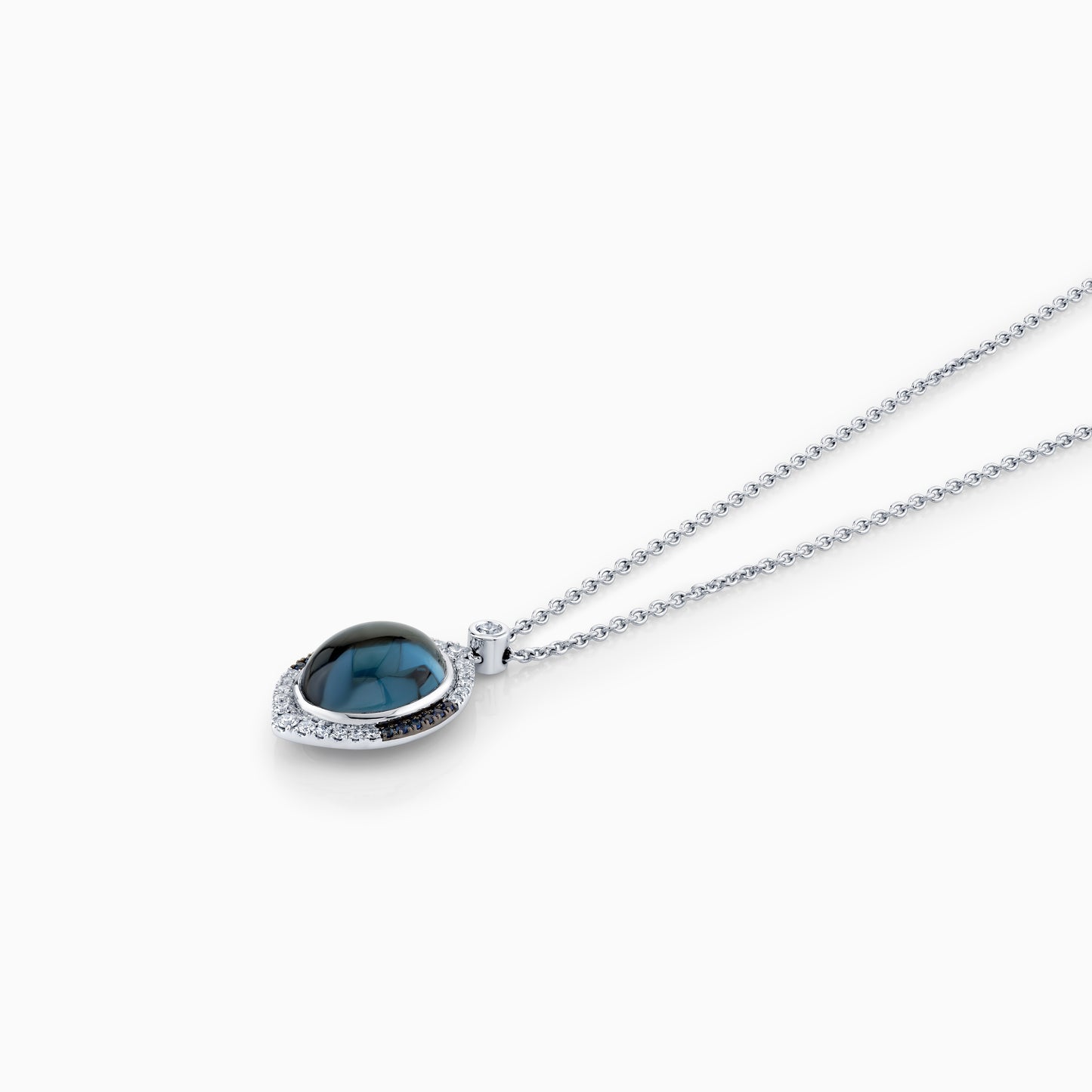 Cabochon London Blue Topaz & Diamond Pendant
