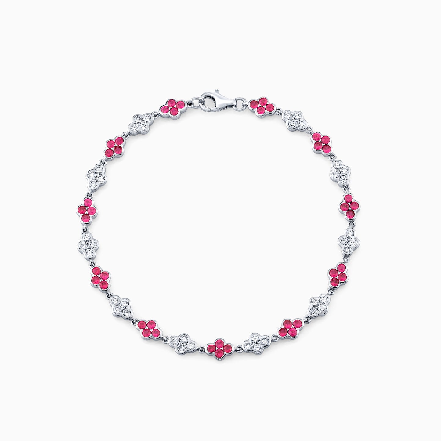 Ruby & Diamond Fashion Clover Bracelet