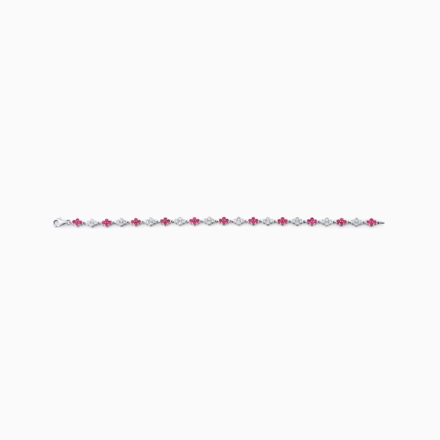 Ruby & Diamond Fashion Clover Bracelet