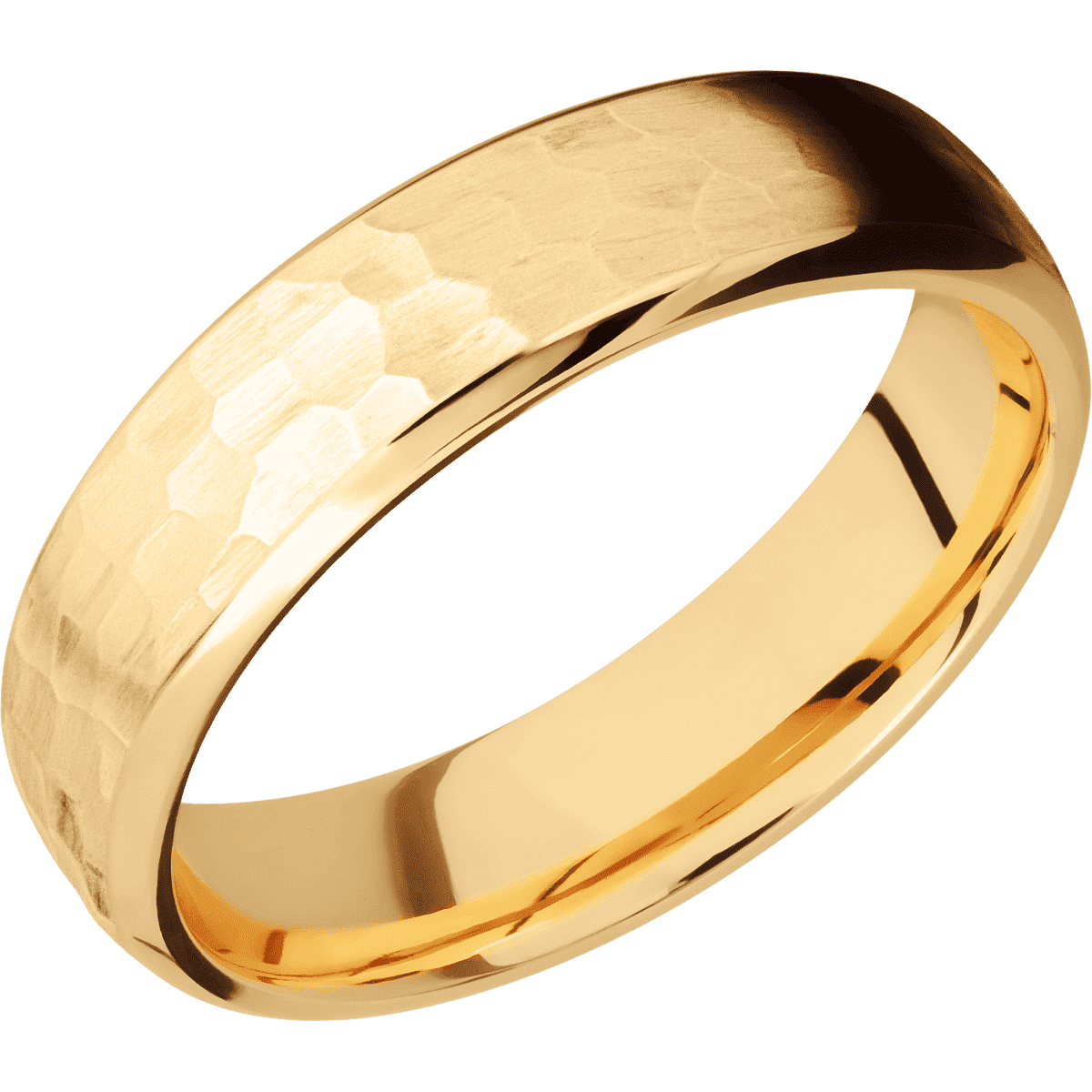 14K Yellow Gold + Hammer , Polish Finish