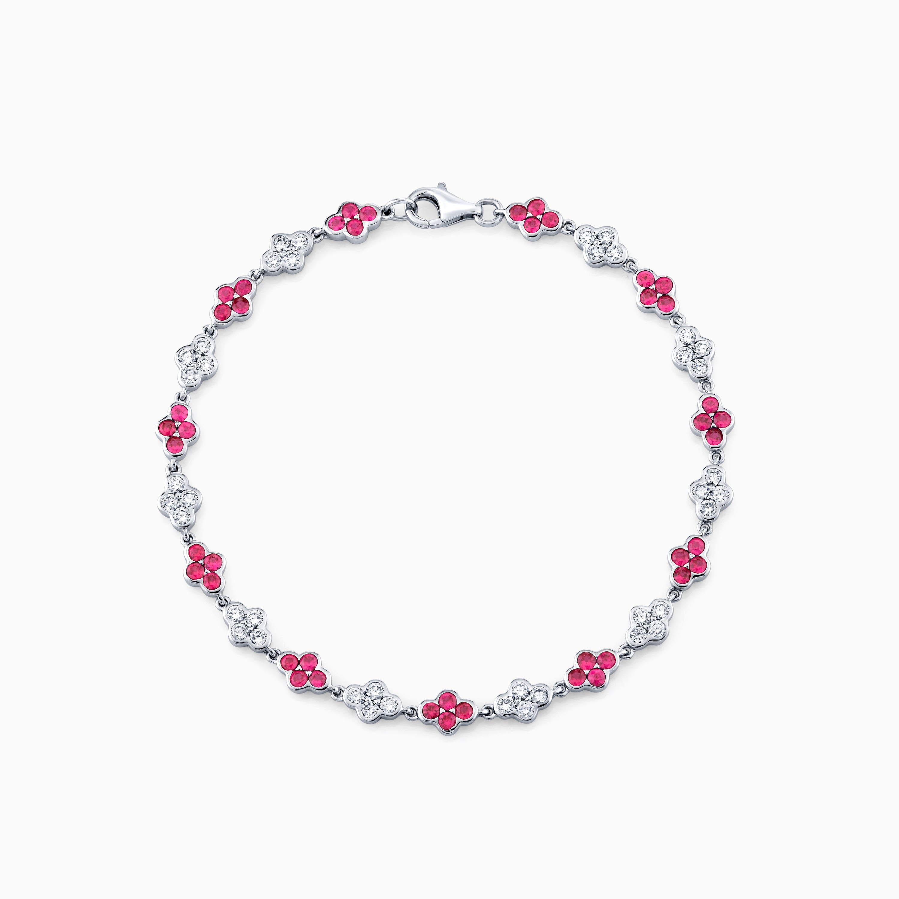 14K White Gold Ruby And Diamond Fashion Bracelet