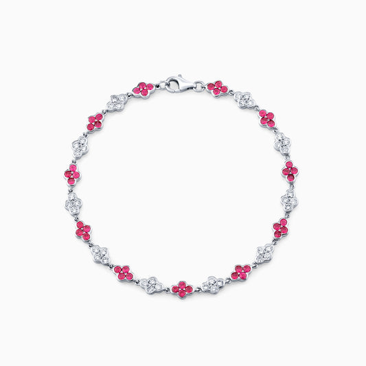 14K White Gold Ruby And Diamond Fashion Bracelet