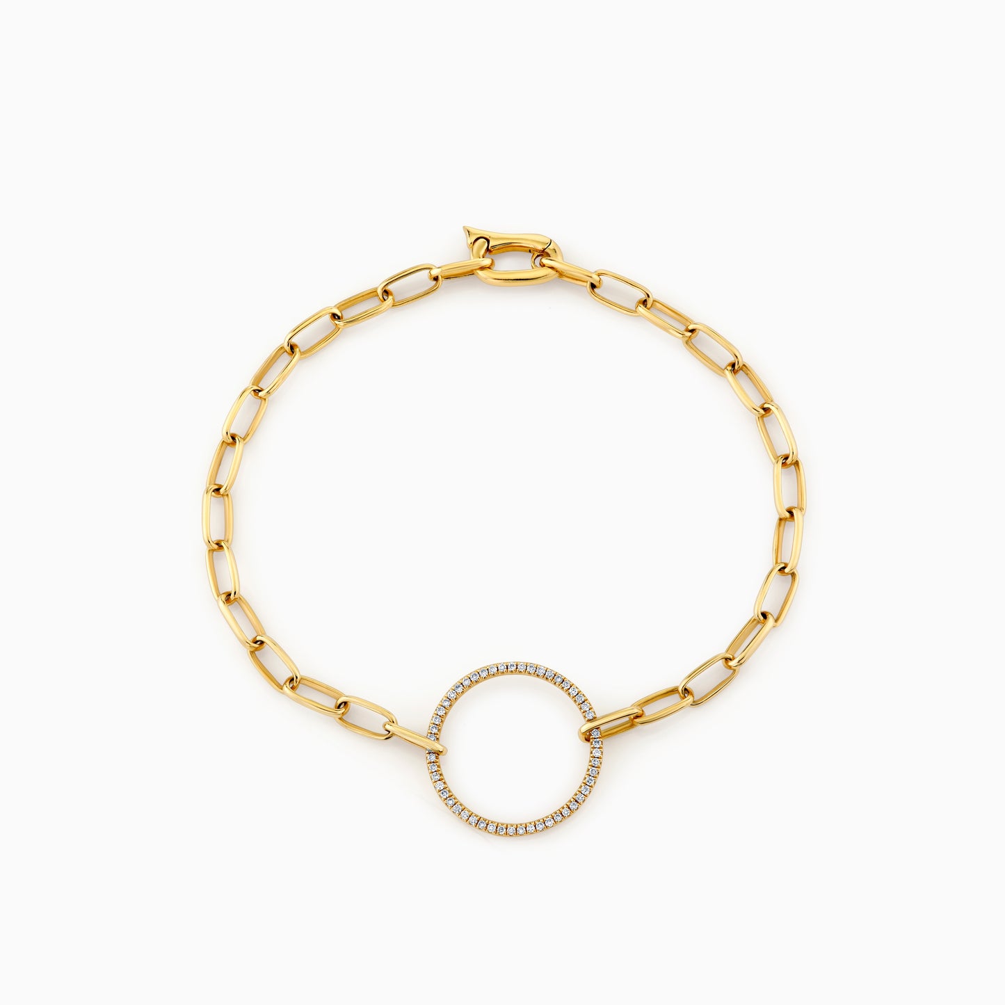 14K Yellow Gold Pave Circle Fashion Bracelet