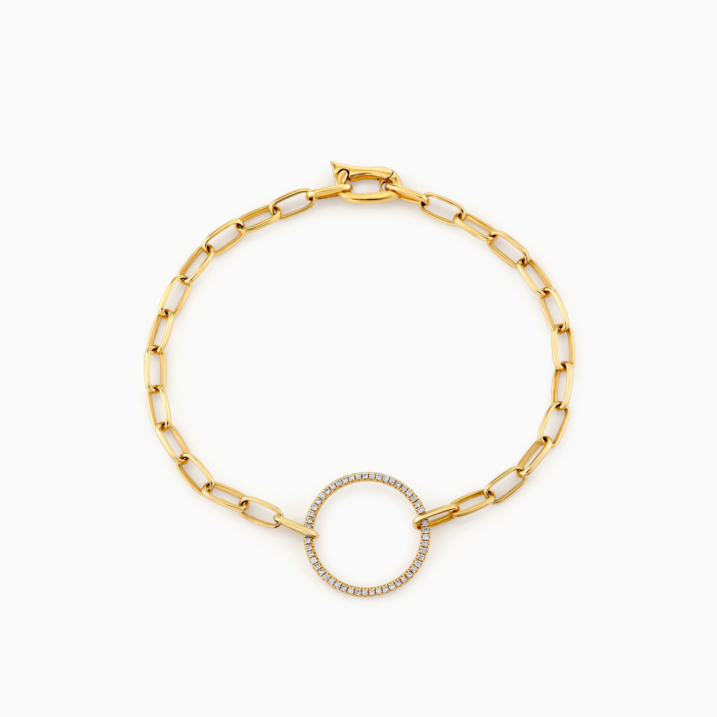 14K Yellow Gold Pave Circle Fashion Bracelet