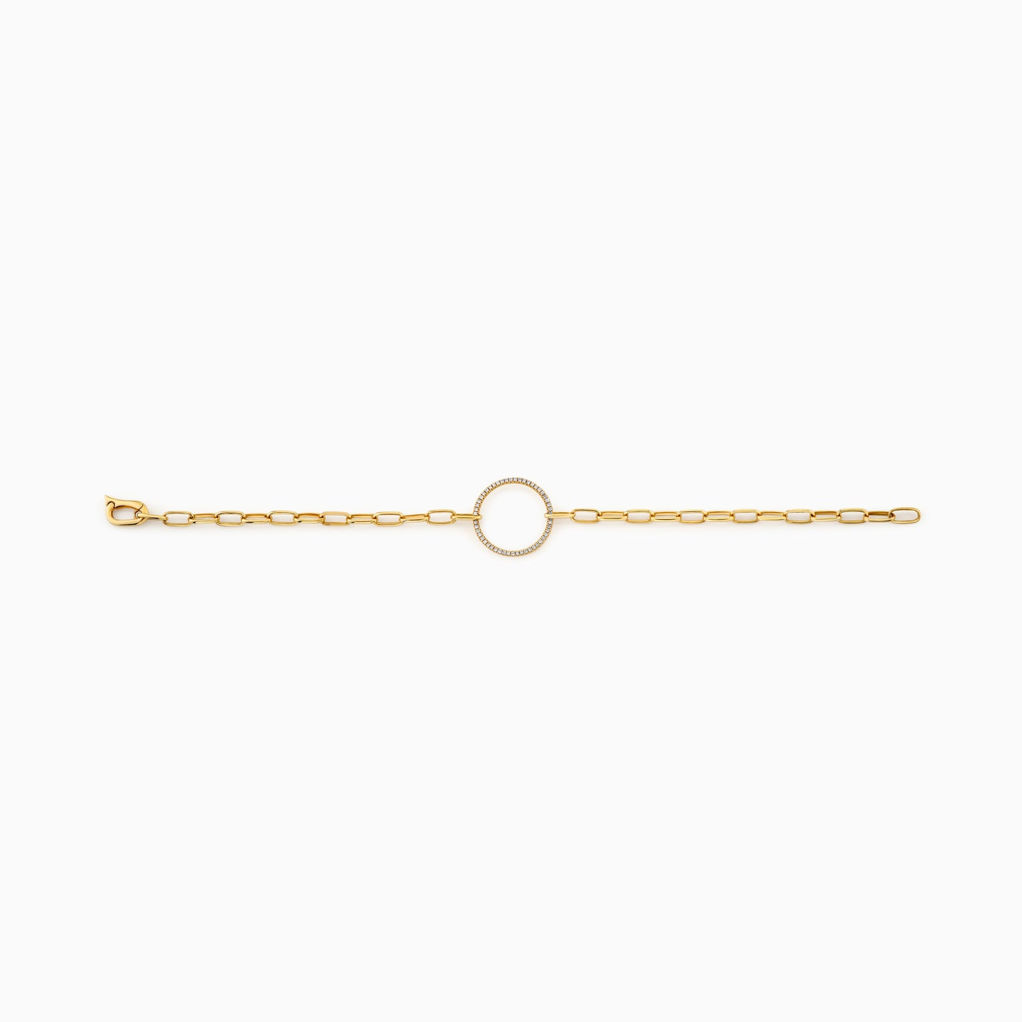 14K Yellow Gold Pave Circle Fashion Bracelet