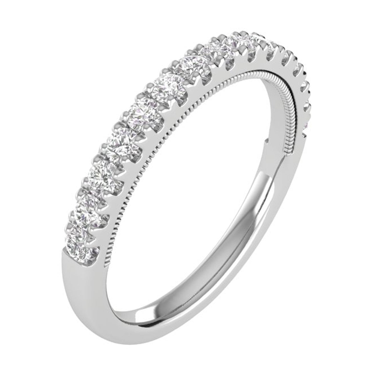 Petite French Pave And Milgrain Wedding Ring (.50ctw)