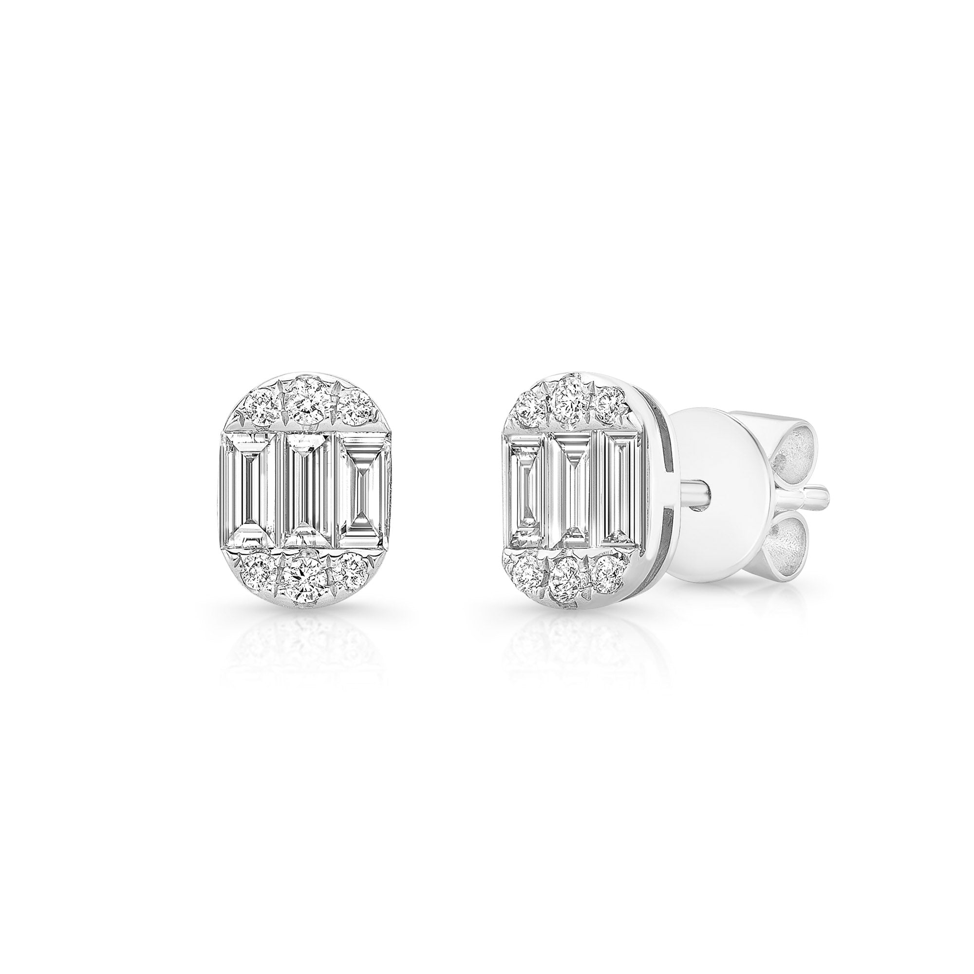 Oval Shape Baguette Cluster Studs