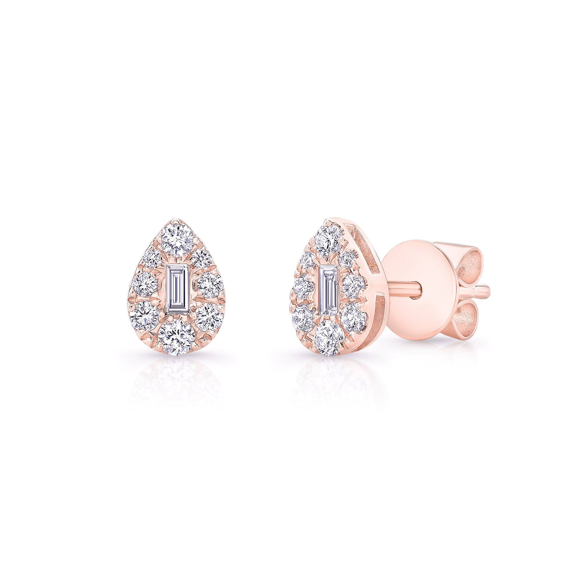 Pear Shaped Baguette Cluster Studs
