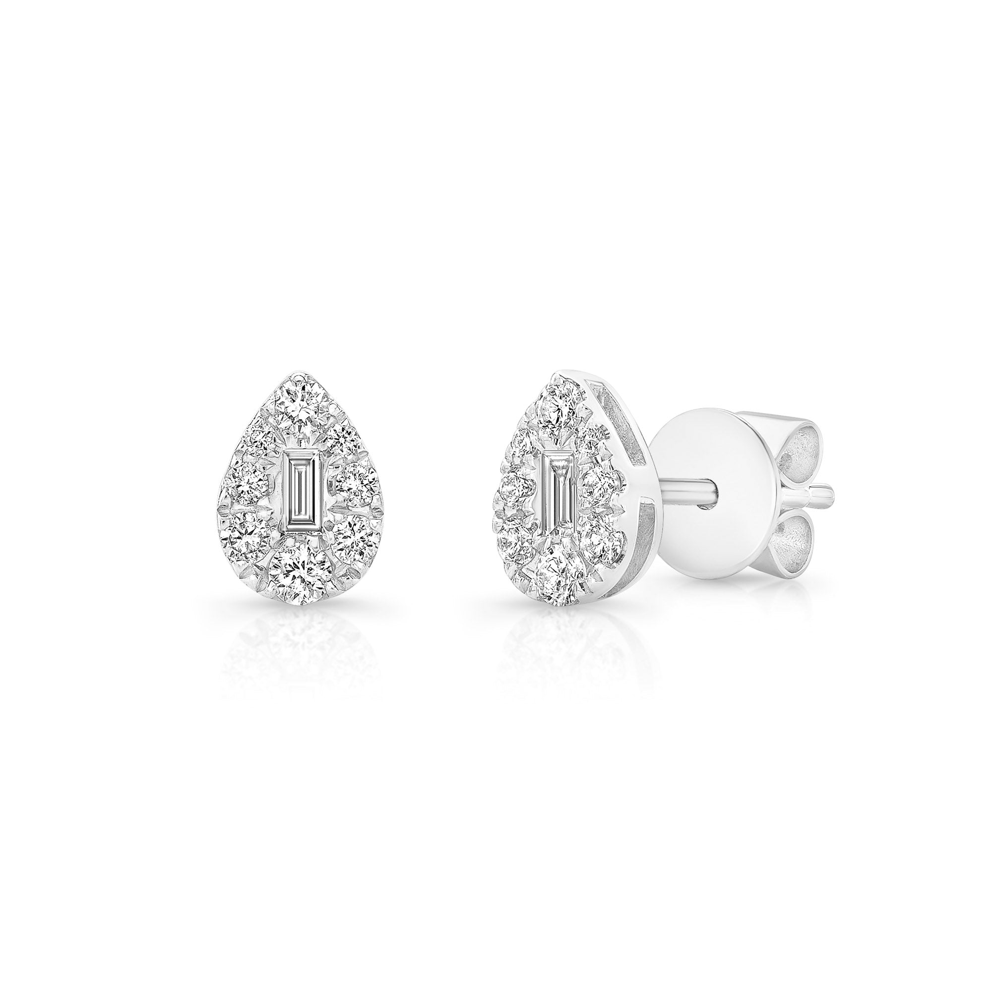 Pear Shaped Baguette Cluster Studs