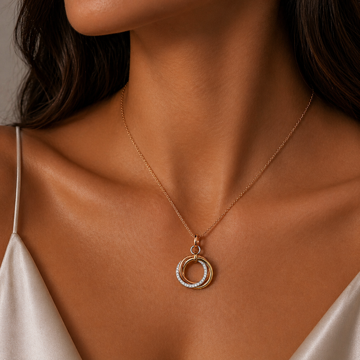 Tri Gold Triple Circle Pendant