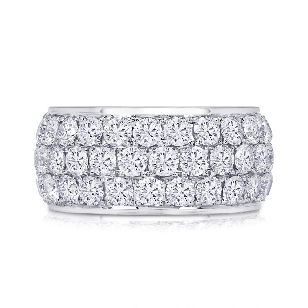 Three Row Pave Diamond Eternity Ring