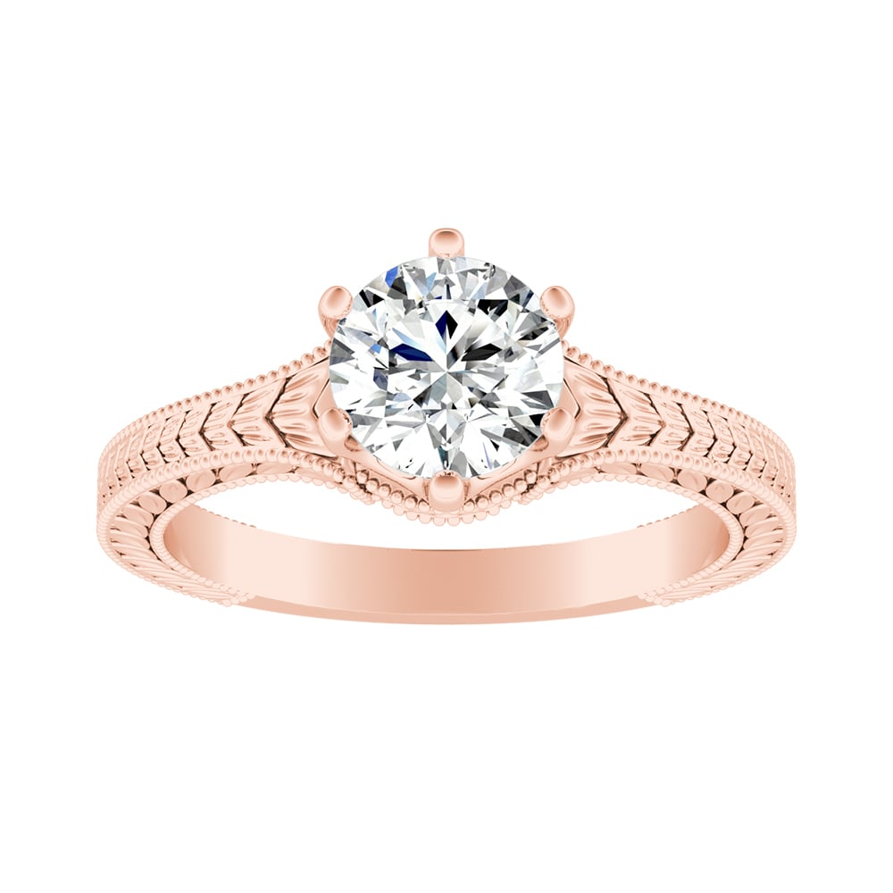 Round Diamond Vintage Edwardian Inspired Engagement Ring