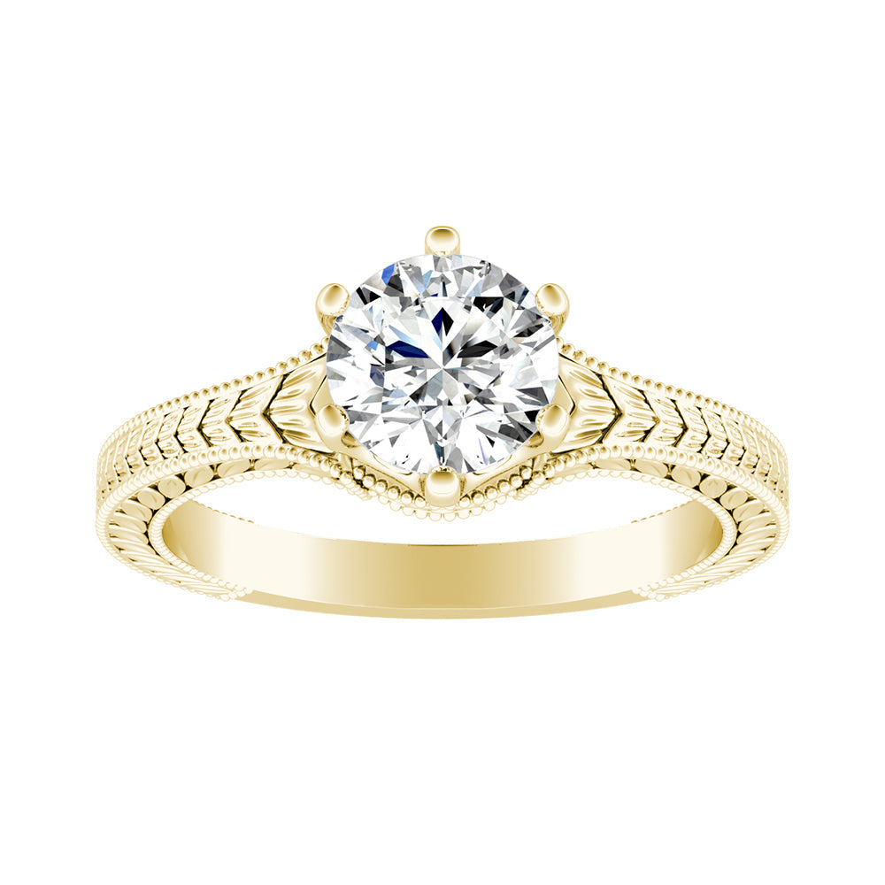 Round Diamond Vintage Edwardian Inspired Engagement Ring