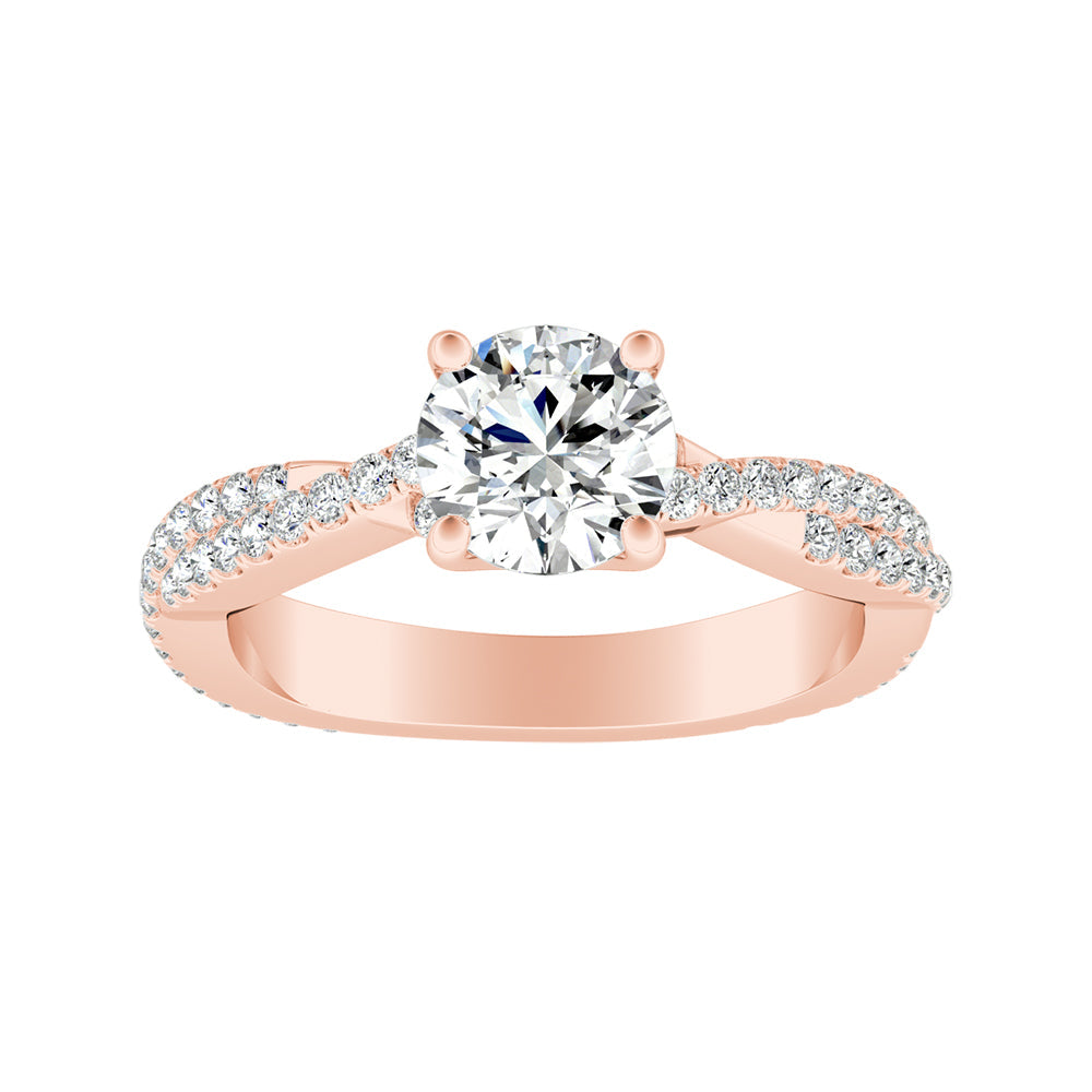 Round Diamond Twisted Vine Engagement Ring