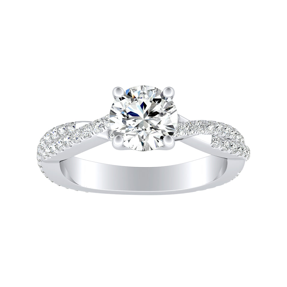 Round Diamond Twisted Vine Engagement Ring