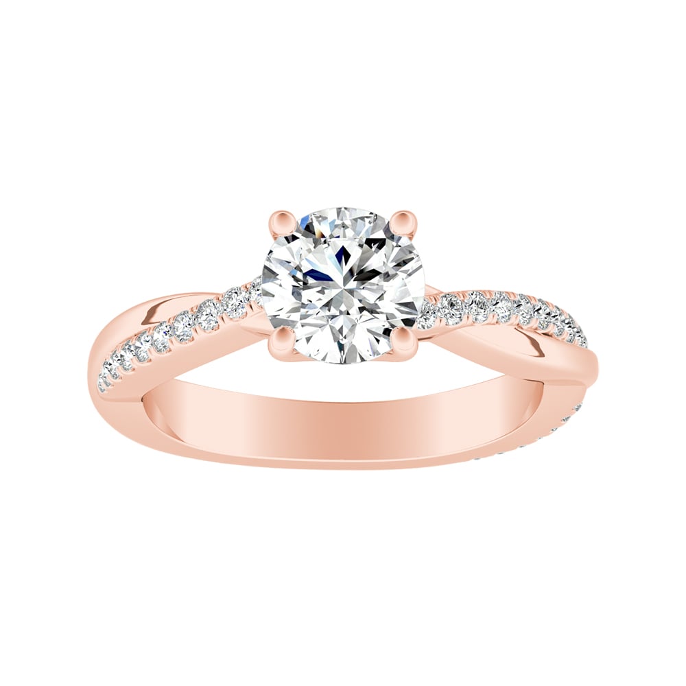 Round Diamond Overlapping Pave Engagement Ring