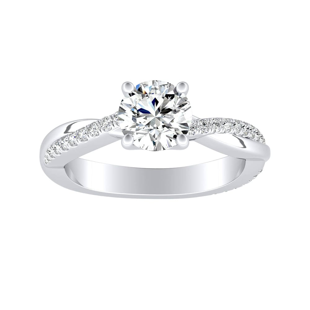 Round Diamond Overlapping Pave Engagement Ring