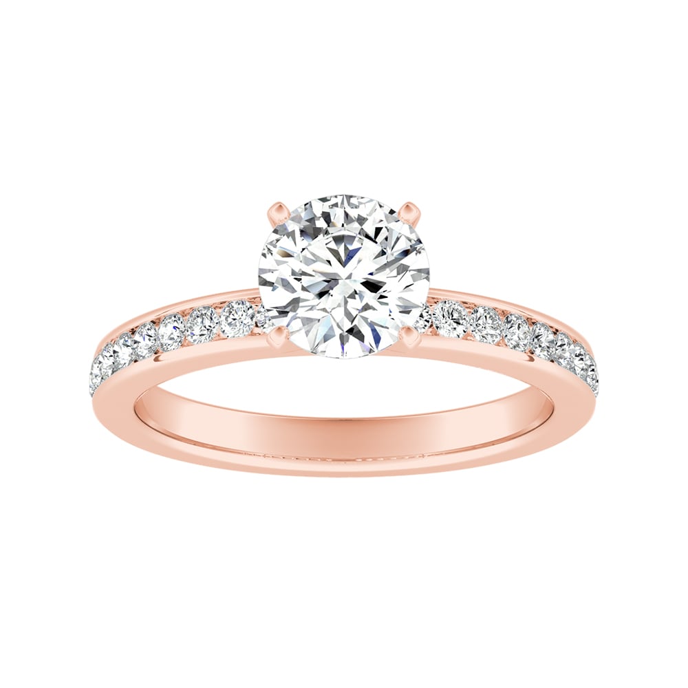 Round Diamond Engagement Ring With Channel Set Accent Diamonds