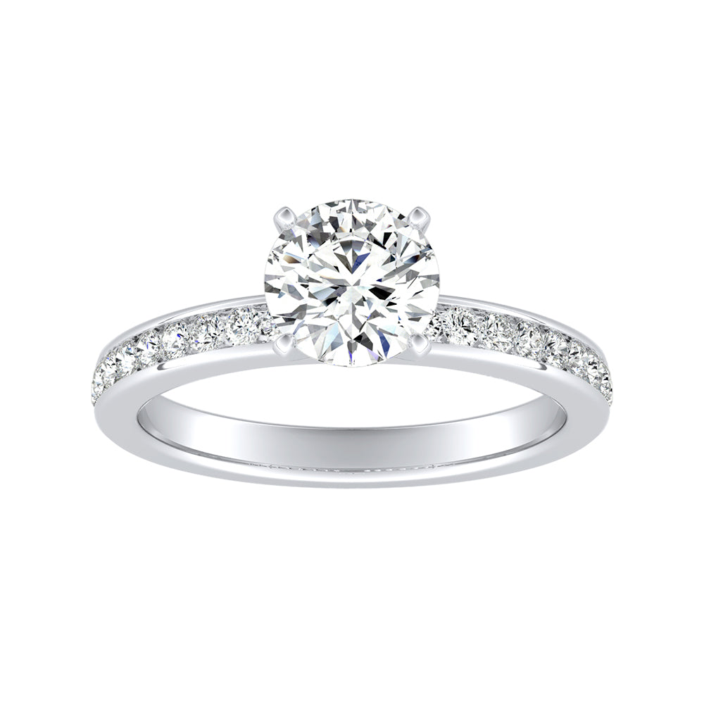 Round Diamond Engagement Ring With Channel Set Accent Diamonds