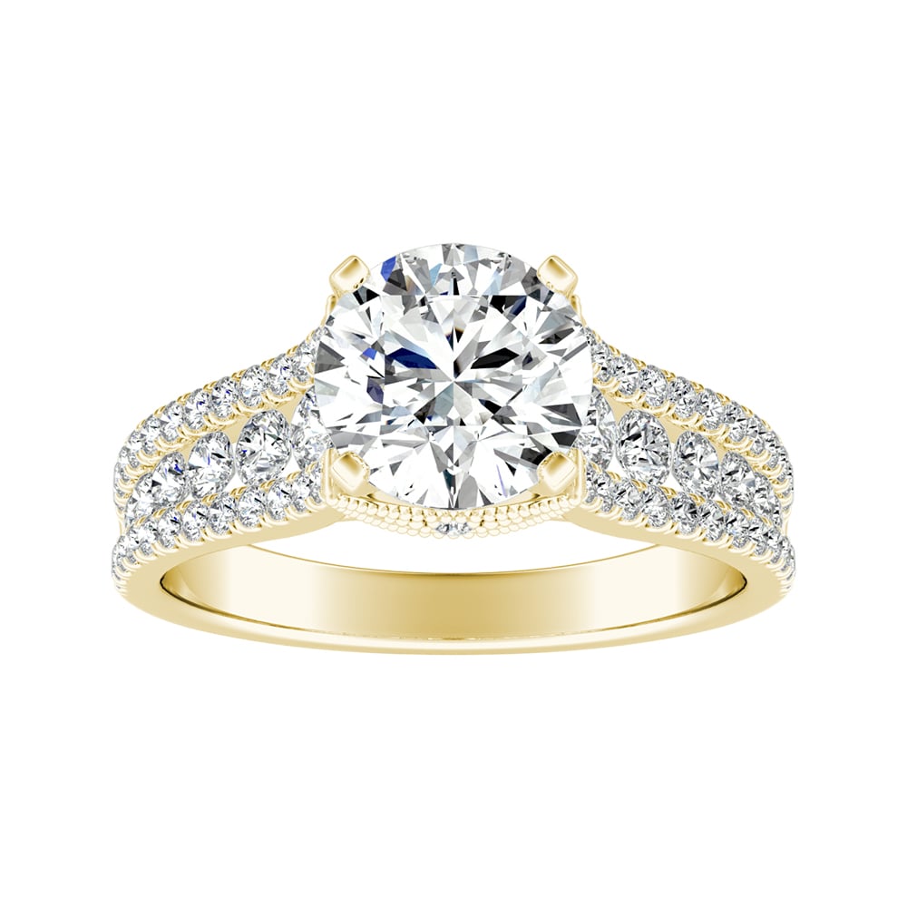 Round Diamond Engagement Ring With Channel and Pave Set Accent Diamonds