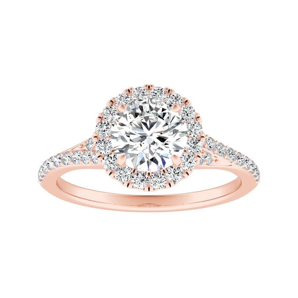 Round Diamond Halo Pave Engagement Ring