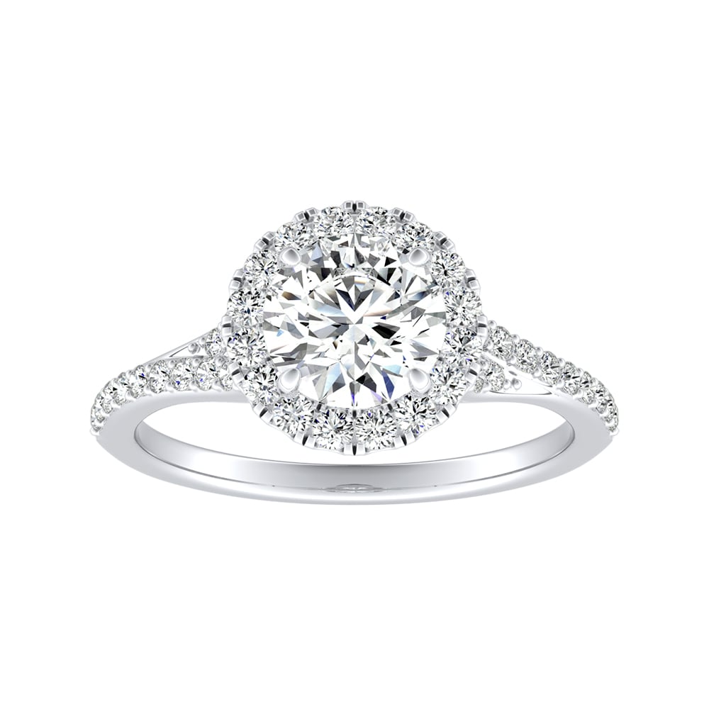 Round Diamond Halo Pave Engagement Ring