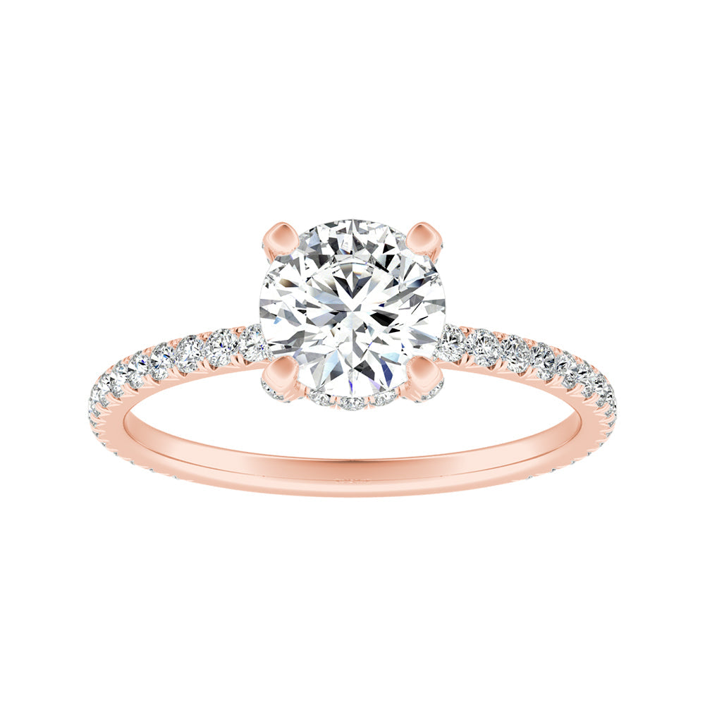 Round Diamond Engagement Ring With Petite Hidden Halo