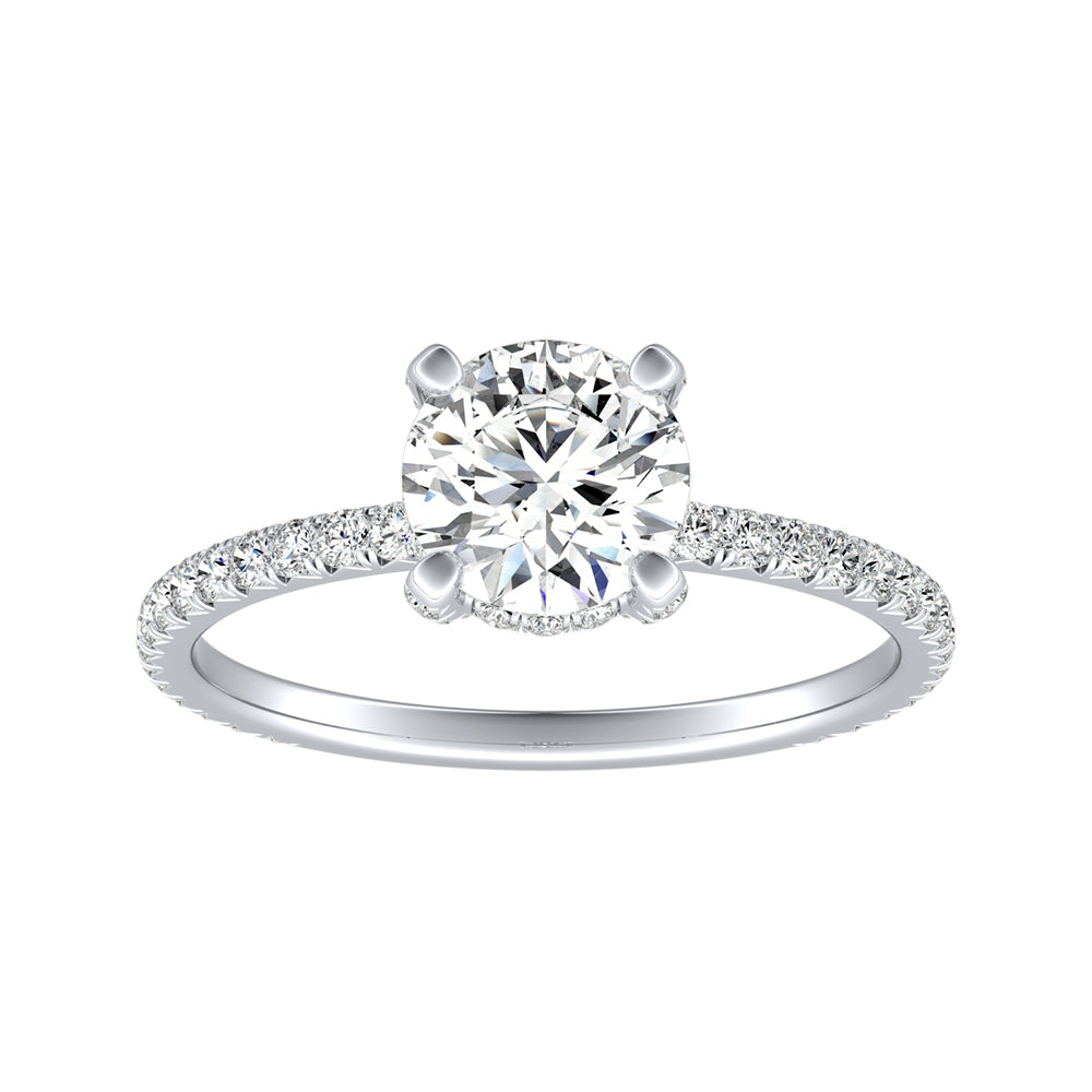Round Diamond Engagement Ring With Petite Hidden Halo