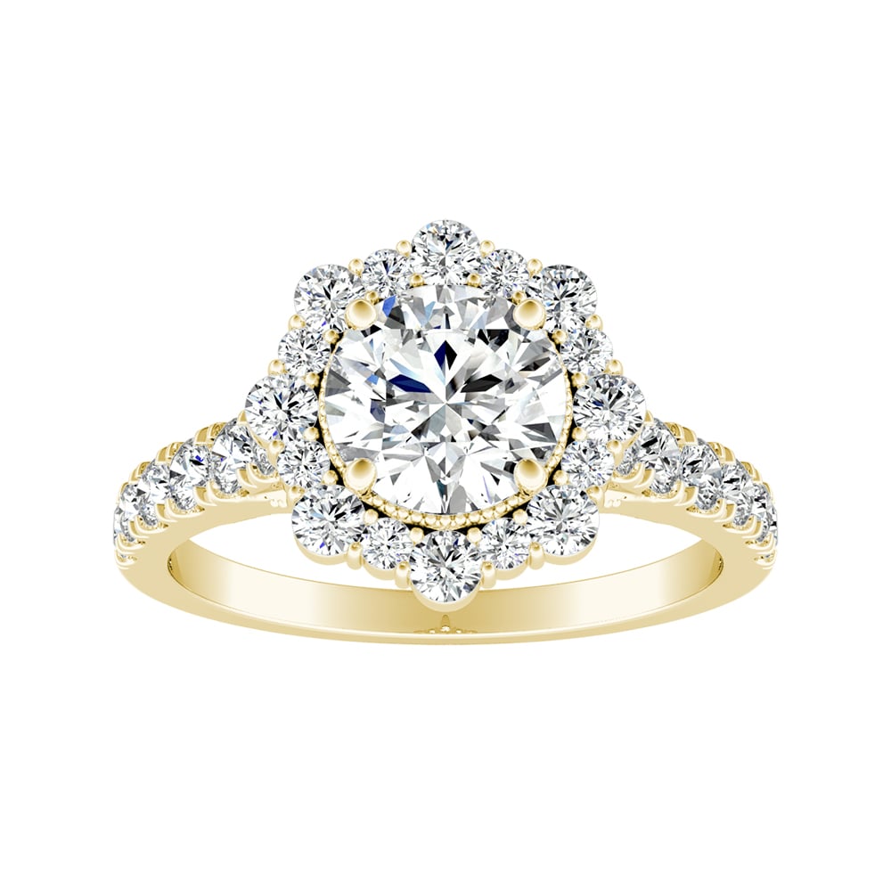 Round Diamond Engagement Ring With Floral Inspired Halo
