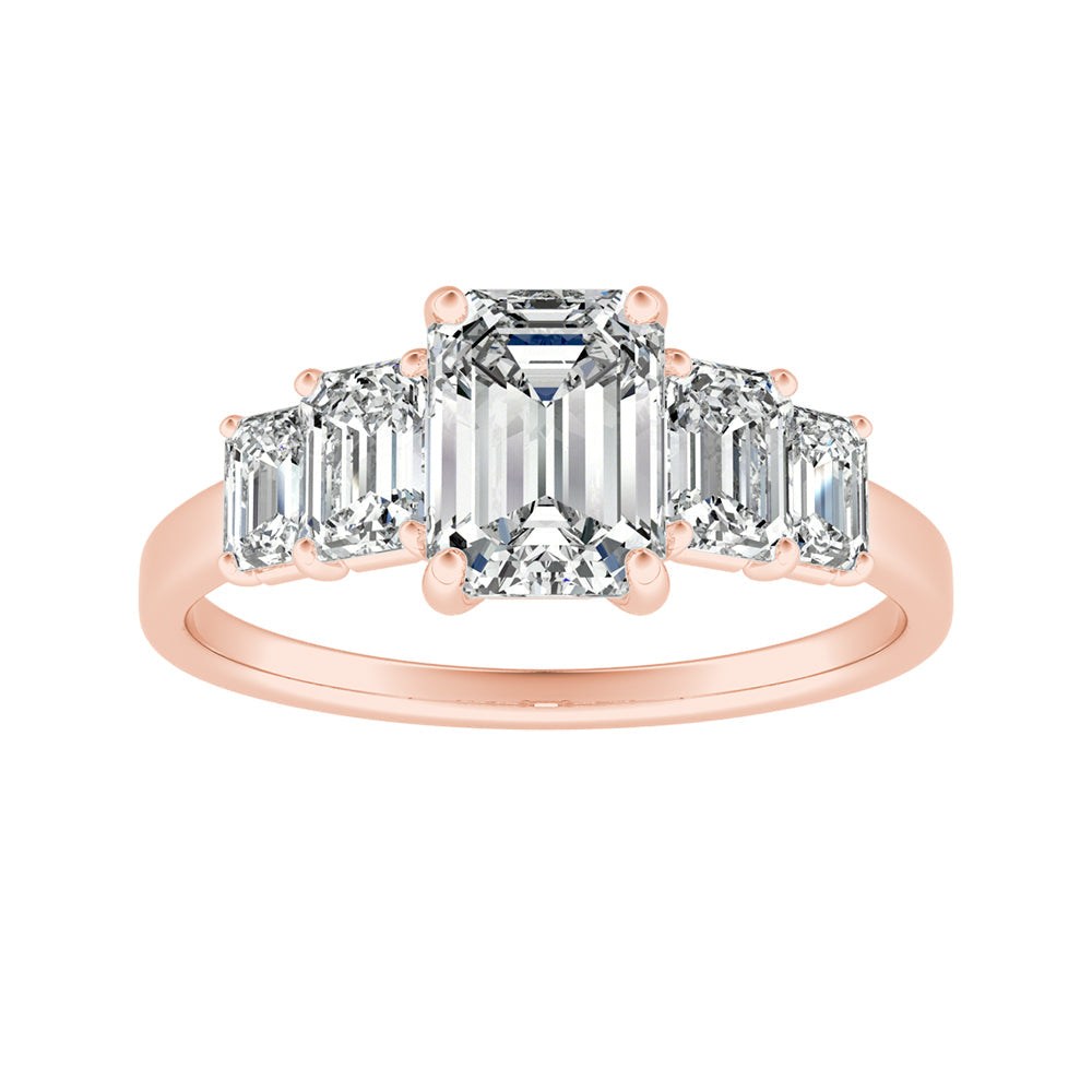 Emerald Cut Five Stone Engagement Ring